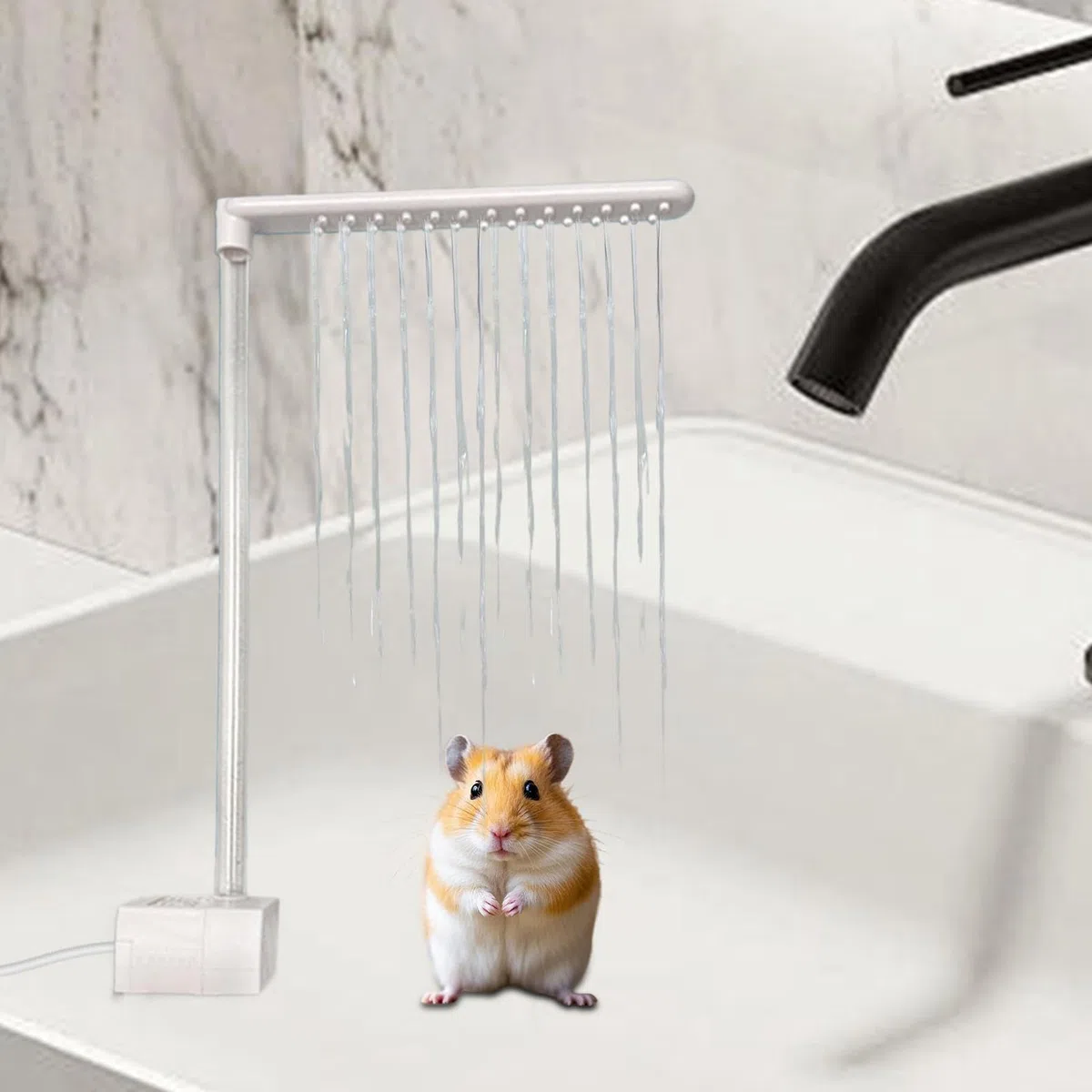 Generisch Badezubehör für Bartagamen – um 360 Grad drehbarer elektrischer Duschkopf, Reinigungswerkzeug, Pflegezubehör mit sanftem Wasserfluss für kleine Reptilien und Amphibien, Gl