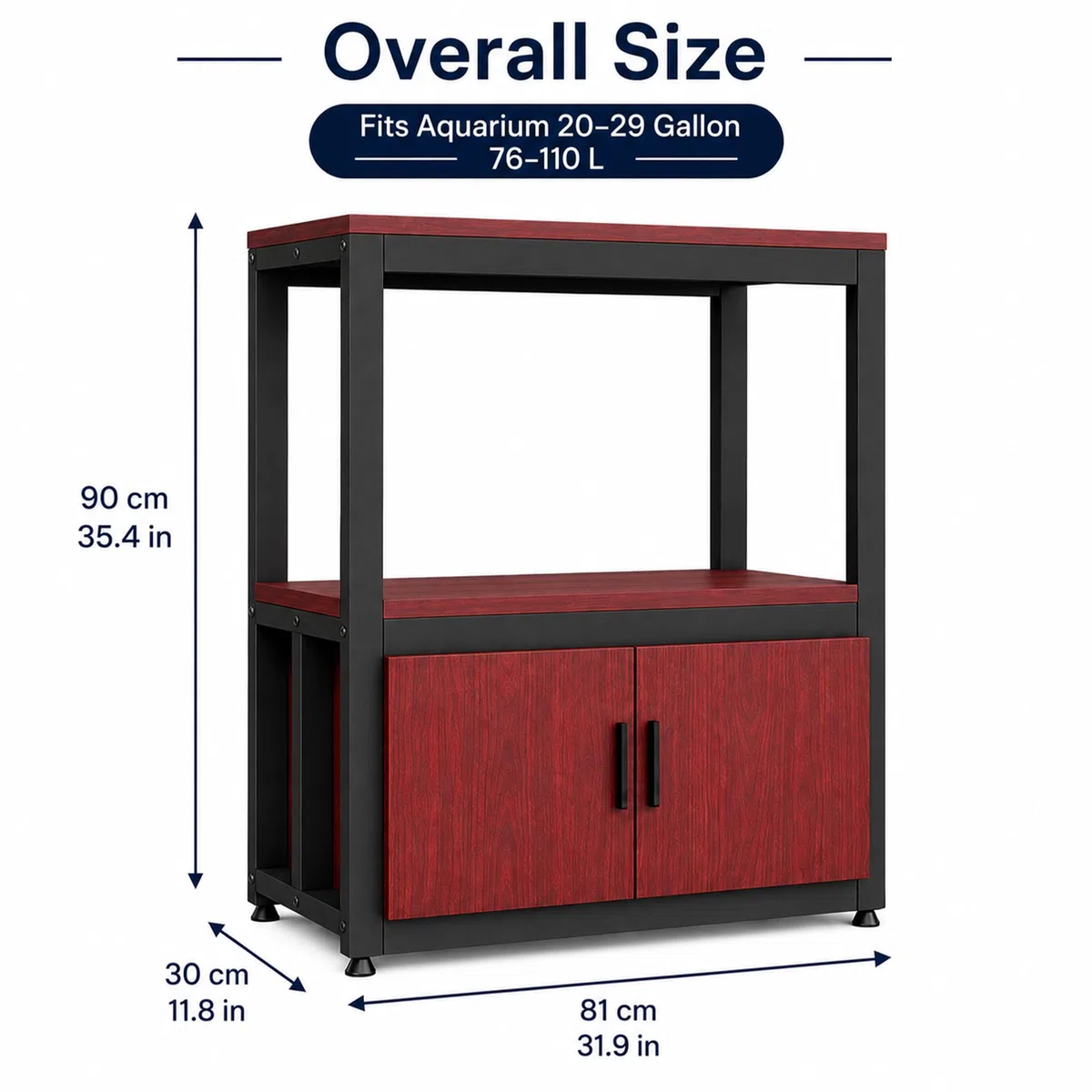 JSWHYBD Aquarienständer 76L ~ 110L, Schwerlast-Aquarienschrank mit Stauraum