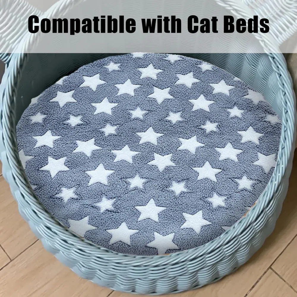 DONGKER Katzen Liegematte, 2 Stuck 40cm Rund Doppelseitiges Katzendecken, Waschbar Flauschiges Kuschelbett Bettmatte aus Korallenvlies für Katze Kleine Hunde