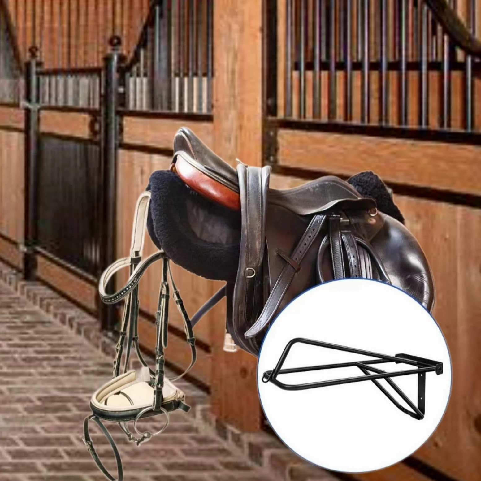 Milageto Klappbarer Sattelhalter für Pferde, Sattelaufbewahrung, Sattelständer, Wandmontage, Zubehör, Sattelunterlagenhalter für die Sattelkammer im Stall,