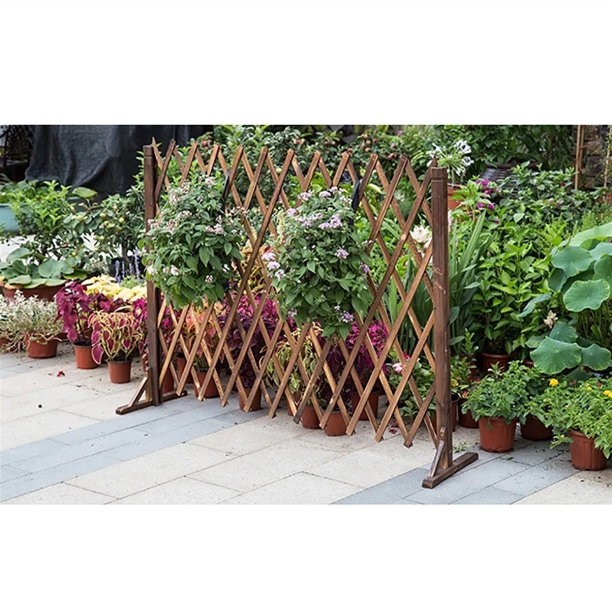 Temporärer Hundezaun, Gartenzaun, Dekorative Leitplanke, Einziehbarer Holzzaun Für Den Außenbereich, Dekorative Leitplanke Für Haustiere, 0,9 cm Dicker Holzstreifen, Pflanzenkletterrebe