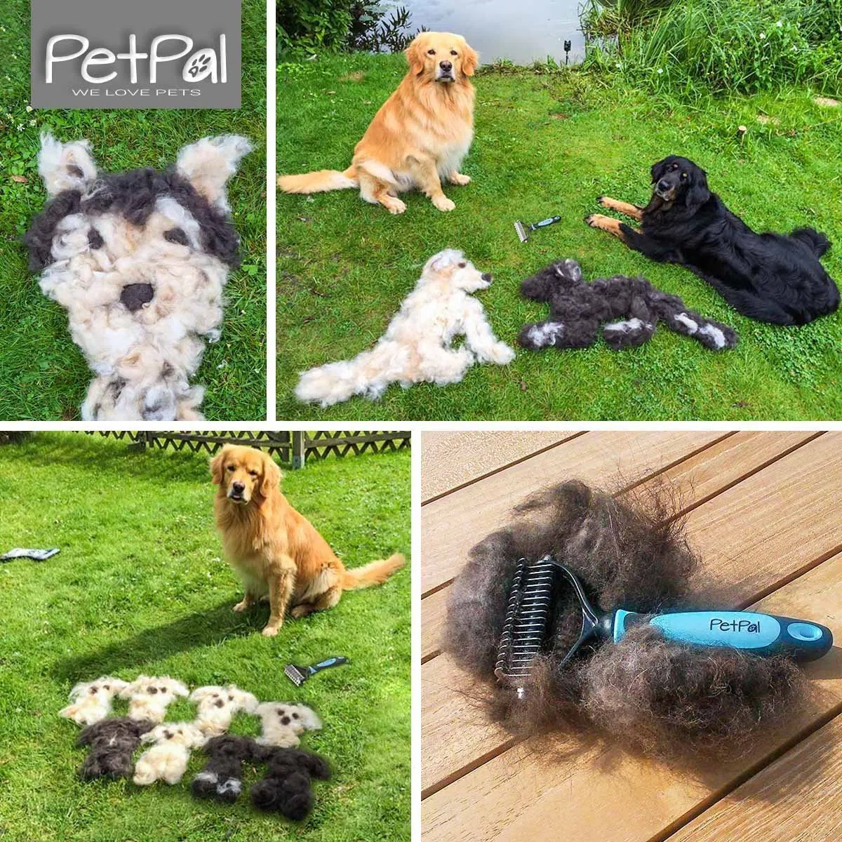PetPäl Hunde & Katzen Unterwollbürste – Premium Bürste zur Fellpflege - Erleichtert den Fellwechsel – Massagebürste - Entfernt Unterfell & Verfilzungen – Ideal für Haustiere und Pferde