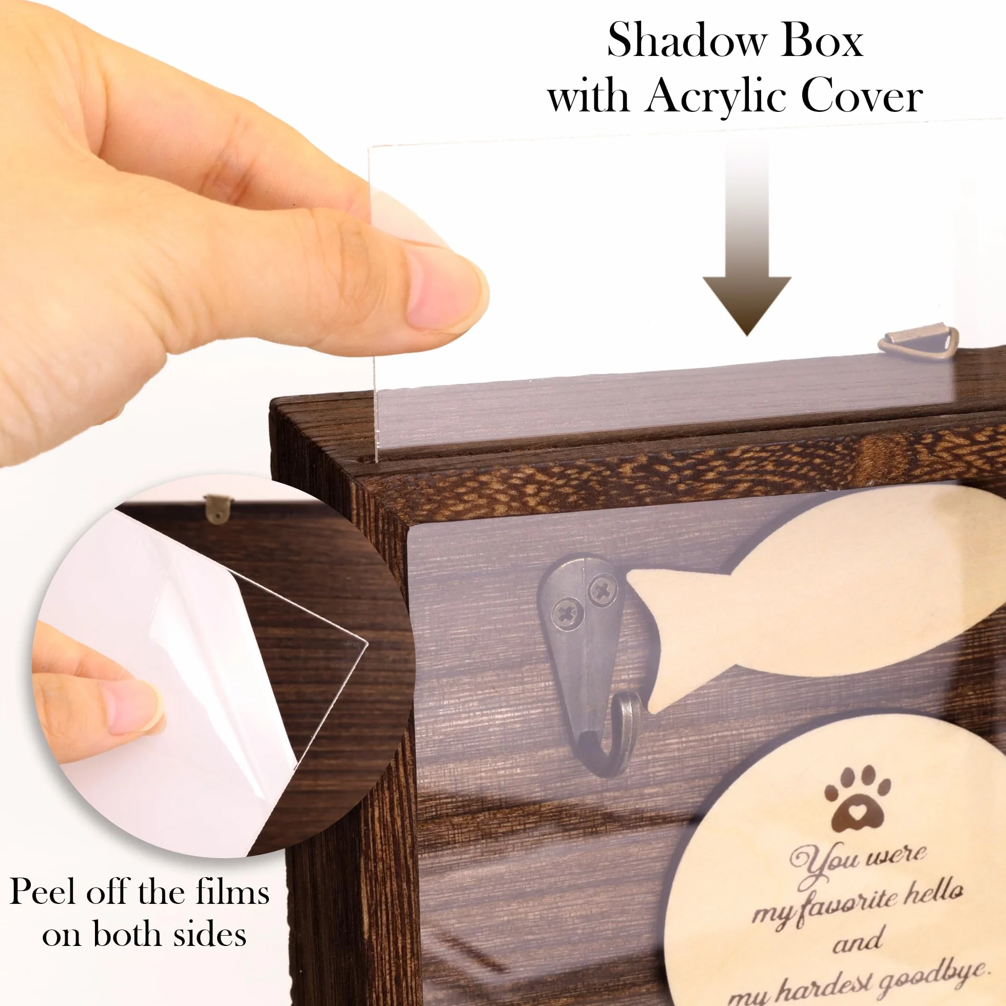21,8 cm Große Schattenbox für Haustiere Gedenkgeschenk,Halsbandhalter,Bilderrahmen,Hundeskulptur Holz,Beileidsgeschenk Tierliebhaber,Tisch Wandbehang (Dunkelbraun)
