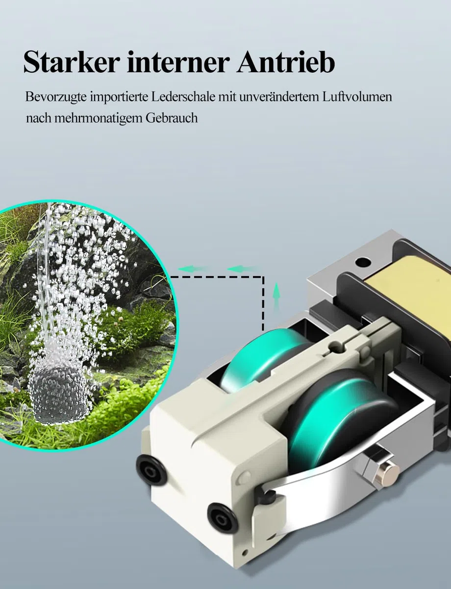 Boxtech Aquarium Luftpumpe,Mini Sauerstoffpumpe mit Luftstein,Rückschlagventil,Leistungsstarke luftsprudler Fisch Pumpe für Nanoaquarien（2 W）