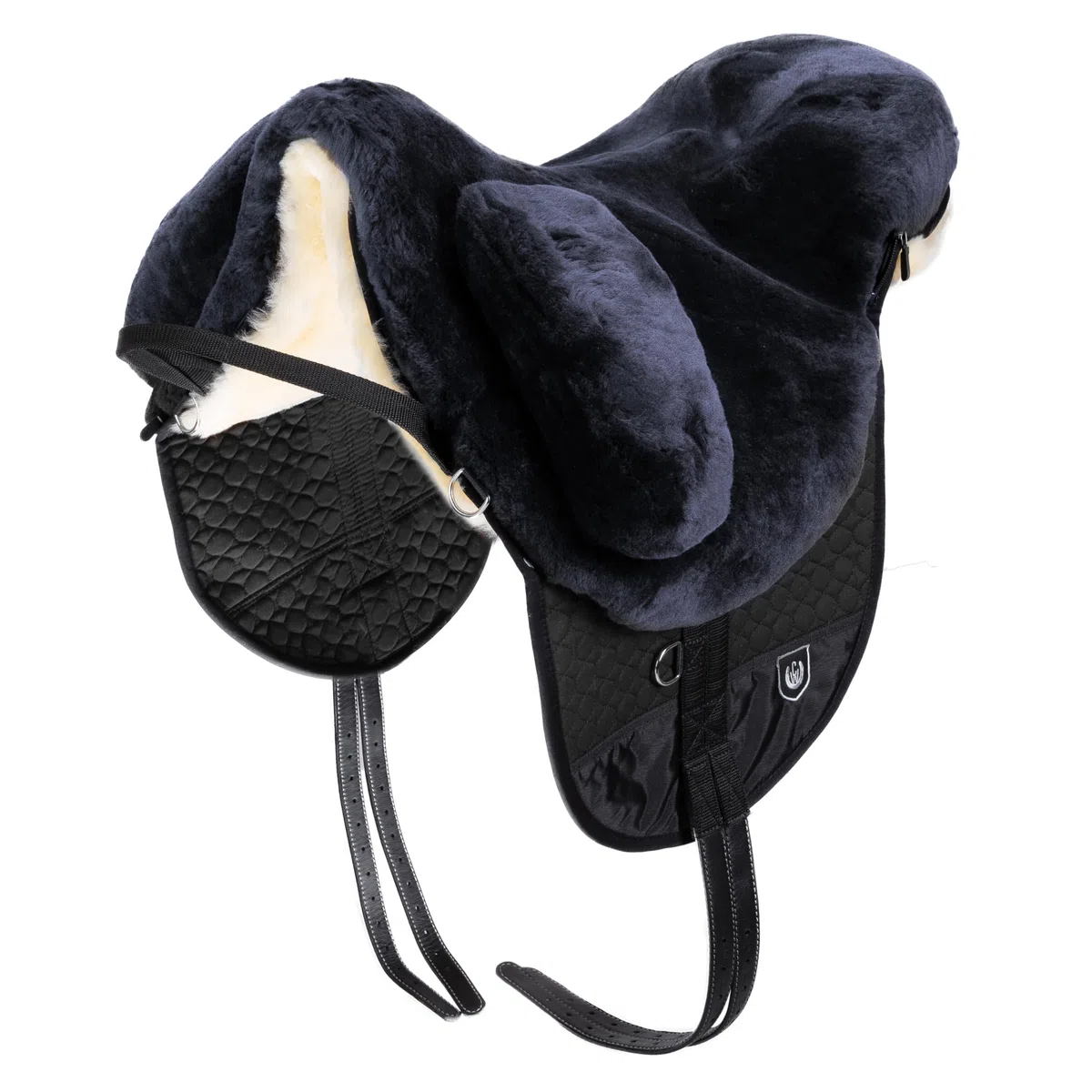 Fellsattel Premium Plus WERNER CHRIST – Hochwertiger baumloser Lammfellsattel in Handarbeit gefertigt, Bare-back-pad Pferde-Sattel aus echtem Lammfell in natur, anthrazit, braun, Gr. Pony, Shetty, Warmblut