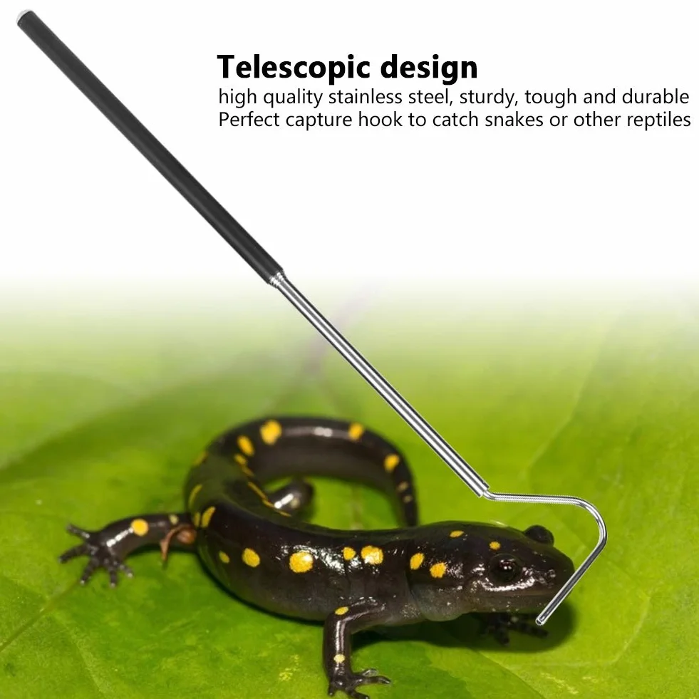 Teleskop-Schlangenfänger aus Edelstahl, ausziehbarer Reptilienhaken 1m, Höckercatch-Tool für sicher Umgang Terrarien und Garten