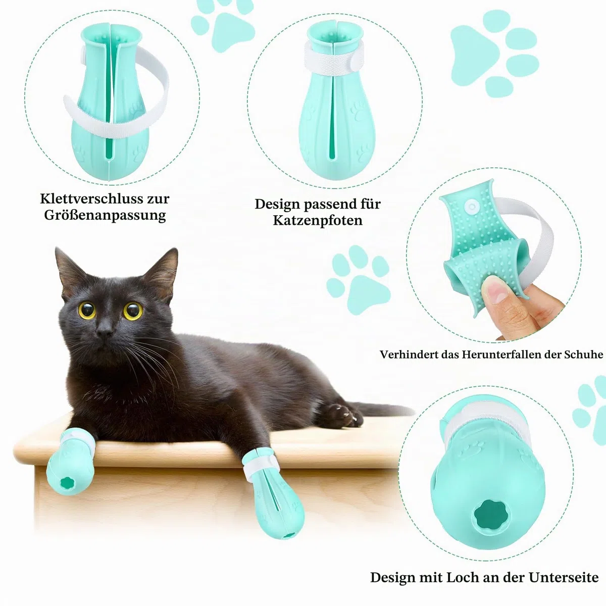 Katzen-Maulkorb für die Fellpflege, verstellbare Kapuze mit Pfotenabdeckungen, atmungsaktiv, Anti-Biss-Maulkörbe, Anti-Kratz-Stiefel, Silikon, Muschi-Schuhe, Stiefel, Kätzchen-Potenschutz für