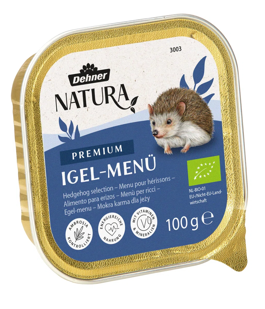 Dehner Natura Igel-Menü | artgerechtes Igelfutter, Nassfutter, vollwertiges Alleinfutter, Spezialfutter | Ganzjahresfütterung, Überwinterung | proteinreich | 16 x 100 g