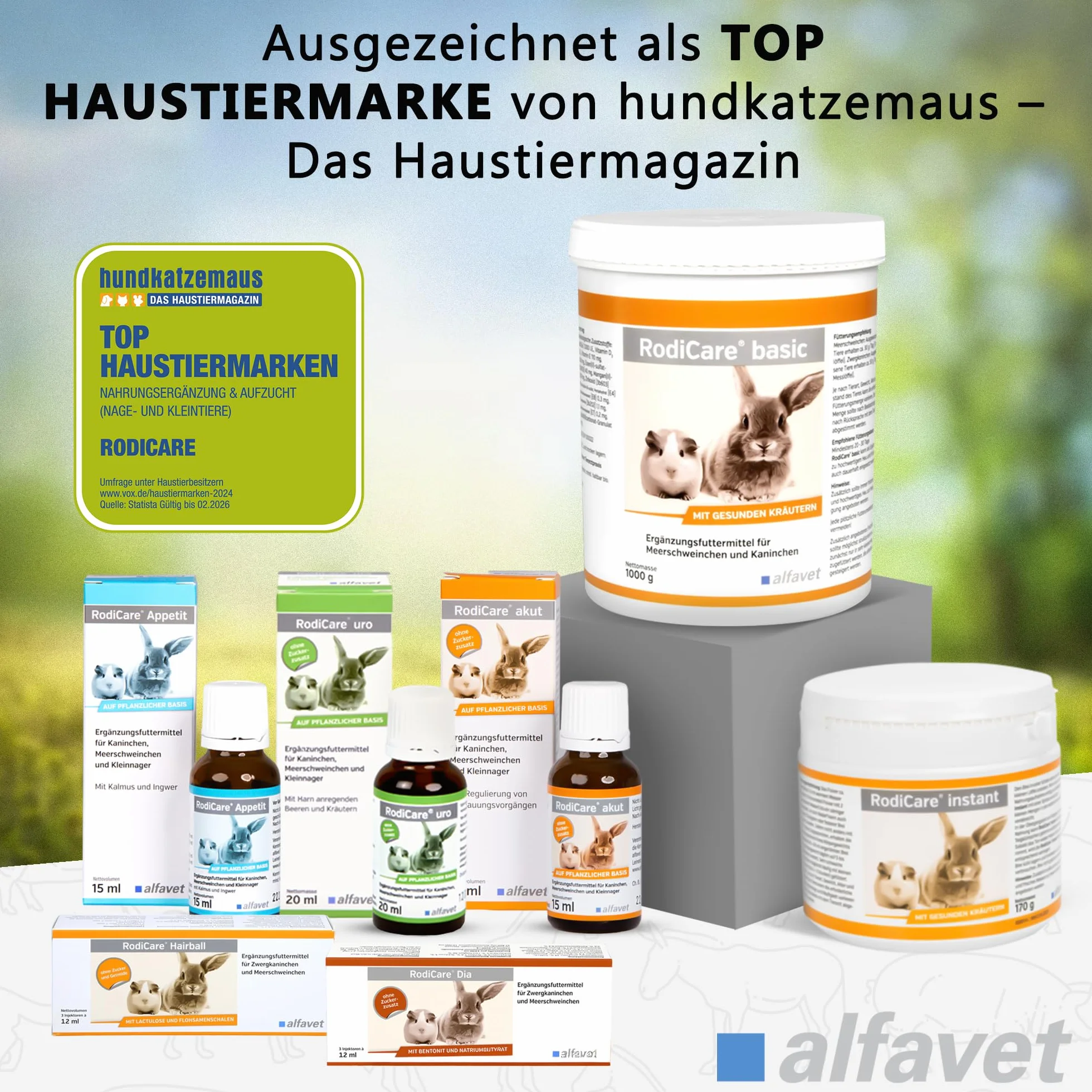 Alfavet RodiCare Appetit für schlecht fressende Nager, Ergänzungsfuttermittel für Kaninchen, Meerschweinchen und Kleinnager, 15 ml mit Dosierspritze