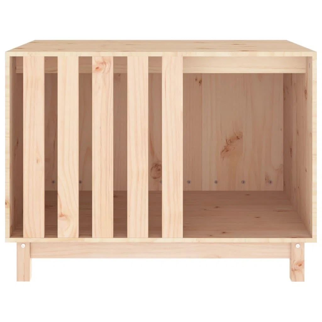 Hundehütte Massivholz Kiefer 90x60x67 cm wetterfest isoliert mit Tür Klappe und Boden Schutz für Garten Outdoor und Indoor als Rückzugsort und Schlafplatz für Welpen und Hunde