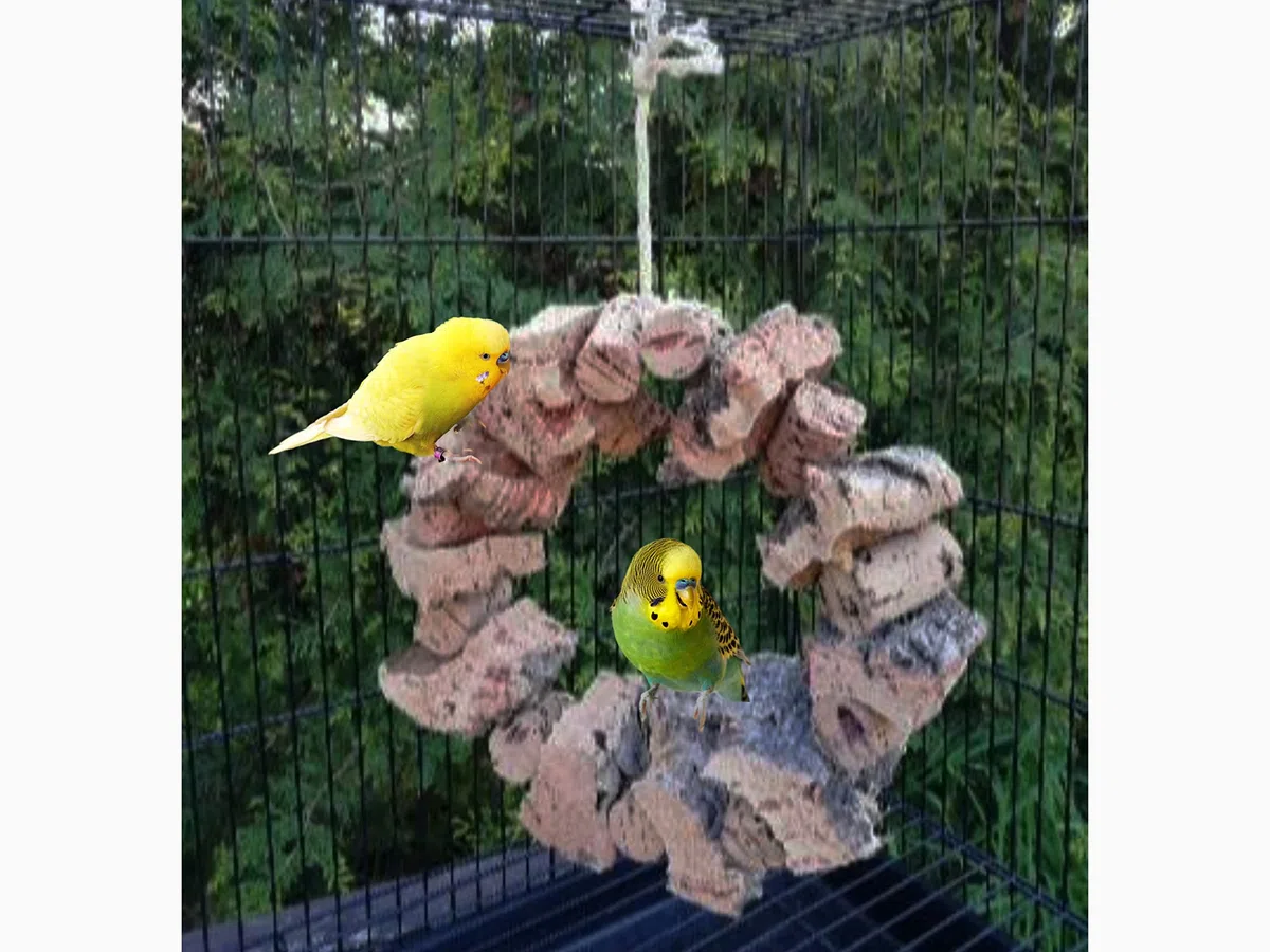 Vogelschaukel, großer Korkring mit viel Korkrinde zum schaukeln und knabbern für alle Vögel