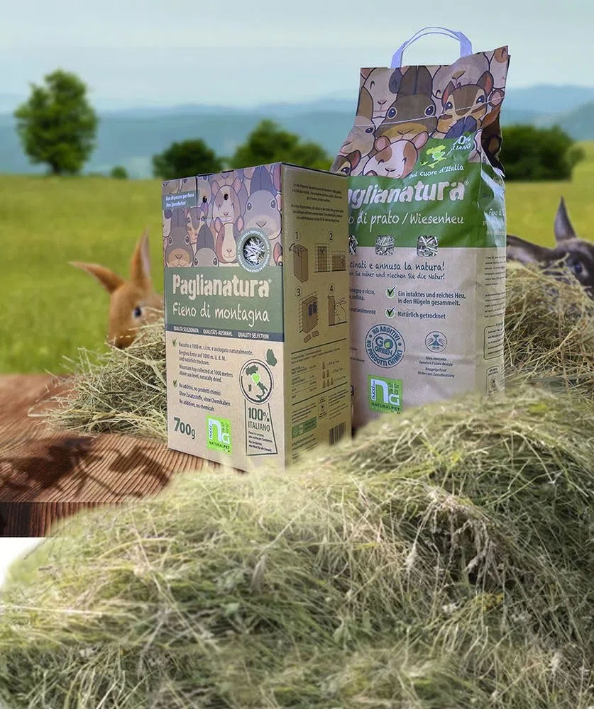 Paglianatura Natürliches Heu mit Alfalfa 1300g — ballaststoff- und proteinreiches Futter für Kaninchen, Nagetiere und Kleintiere