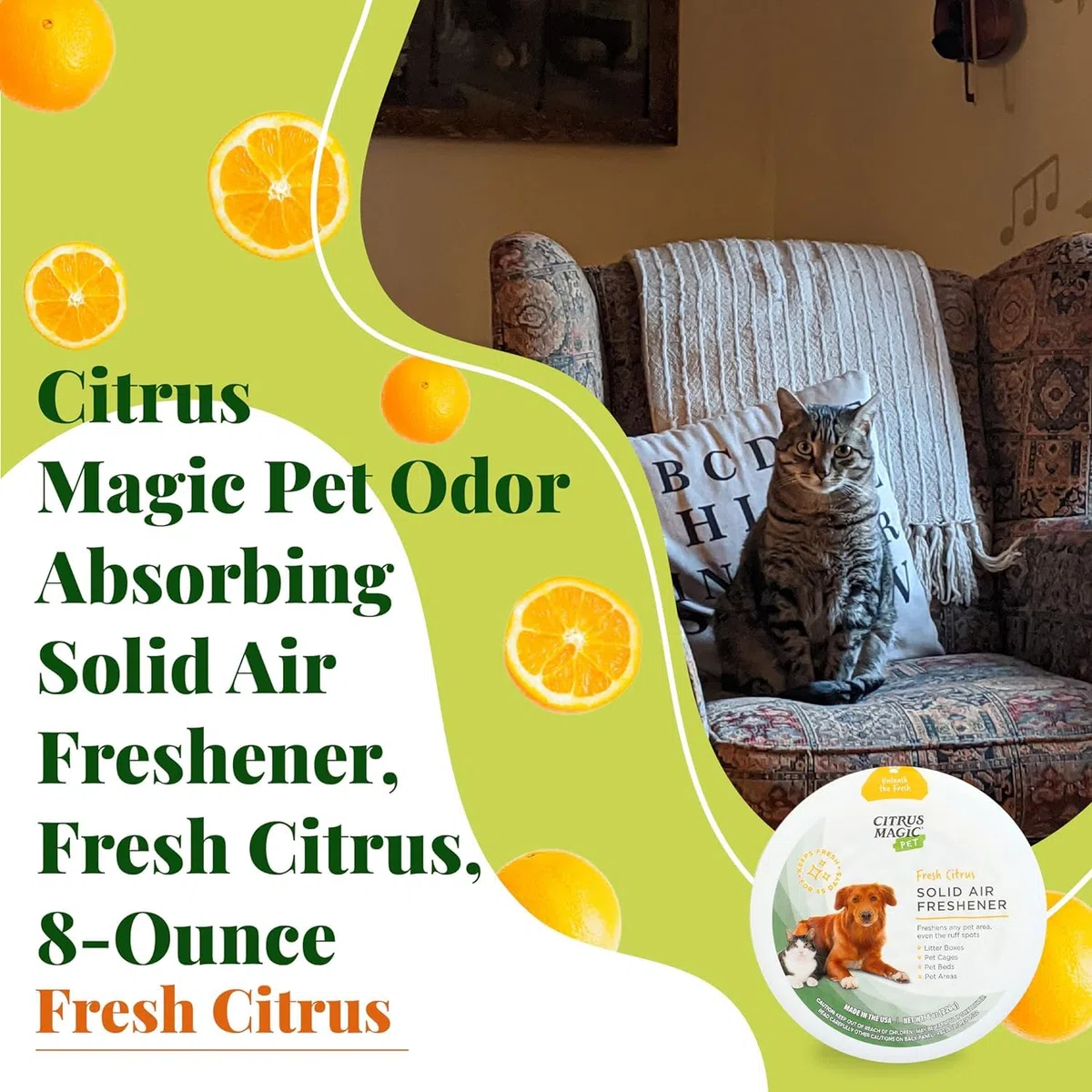 Citrus Magic Geruchsabsorbierender Solider Lufterfrischer für Zuhause, Luftreiniger, frische Zitrusfrüchte, 237 ml, 3 Stück Muss für Haustiere