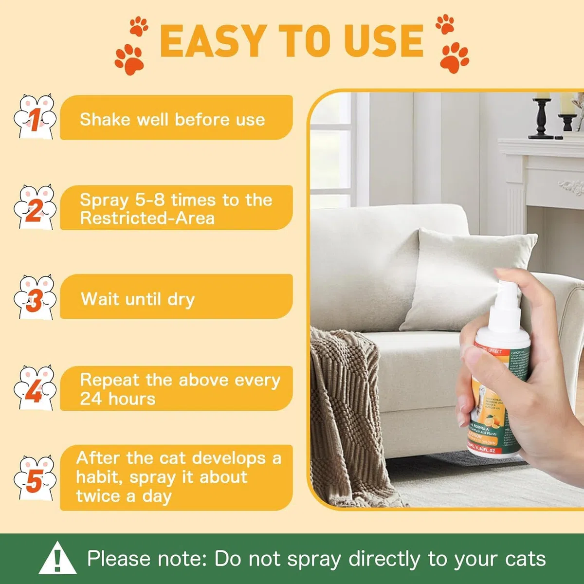 Katzenspray zum Kratzen - für das Verhalten von Katzen, Schützen von Möbeln, Sofas, Teppichen, Indoor & Outdoor Natürlich - New Sold 7