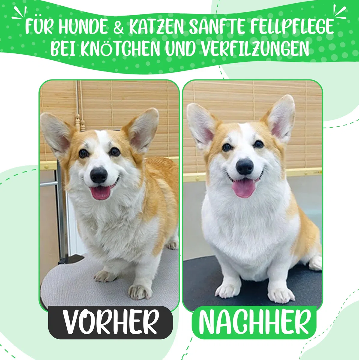 TESTURTEIL SEHR GUT Fell-Entwirrer Kamm I Hundebürste & Katzenbürste mittel bis langhaar geeignet I Kleine - große Tiere I Einfache Reinigung I + neues E-Book