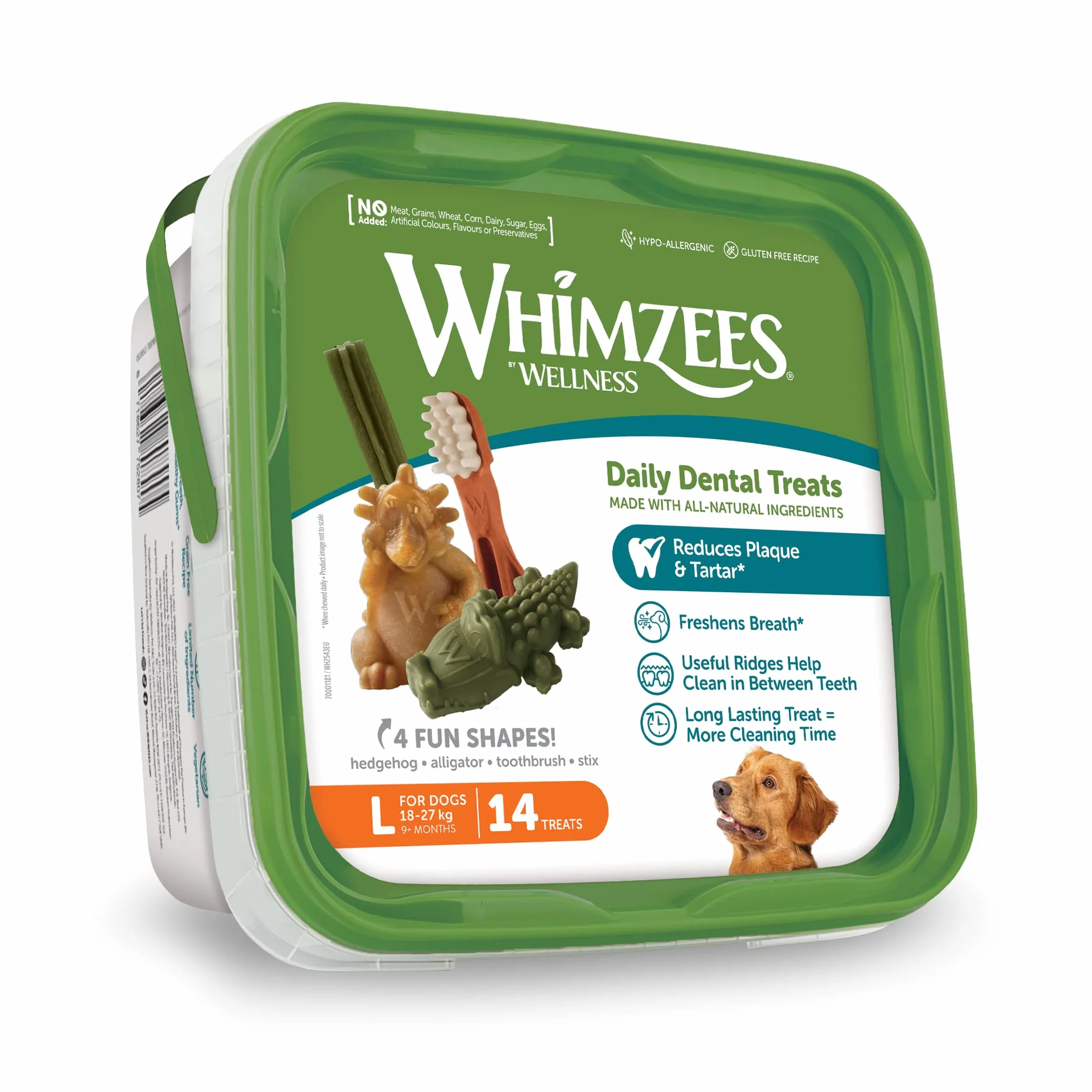 WHIMZEES Natürliche Getreidefreie Zahnpflegesnacks, Kaustangen für Hunde, Gemischte Vielfaltsbox, L, 14 x 60 g