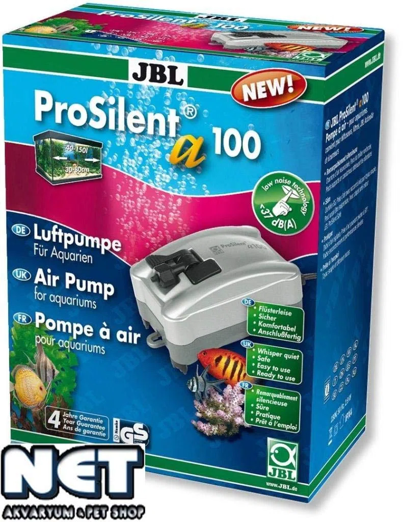 JBL ProSilent a100, 6054100, Luftpumpe für Süß- und Meerwasseraquarien von 40 - 150 L, 1 Stück (1er Pack)