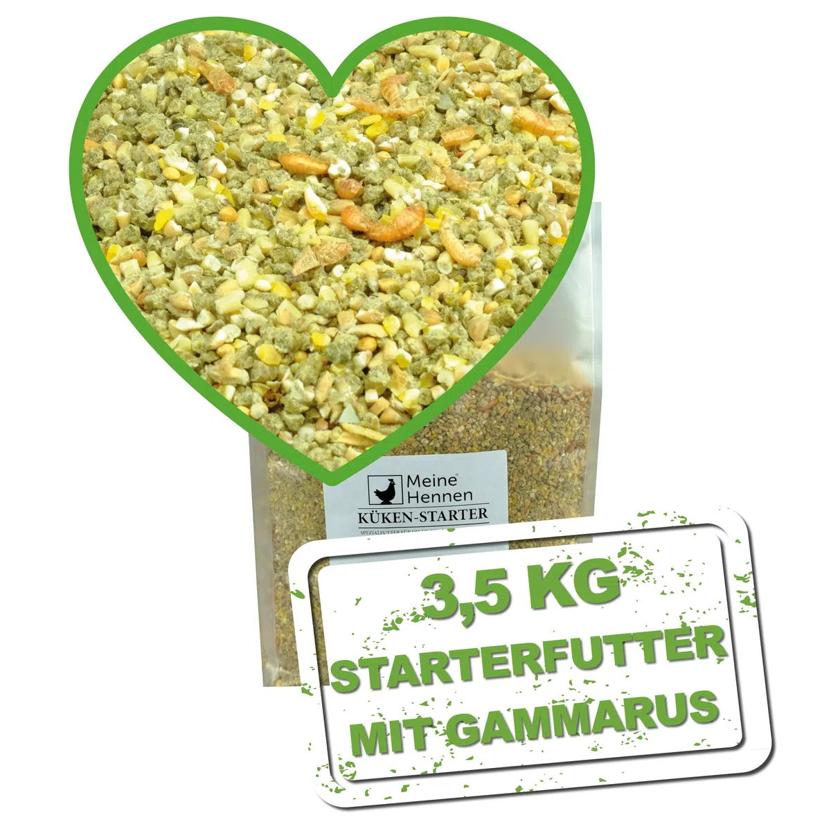 Meine Hennen Kükenstarter 3,5 kg Kükenfutter Crumble Alleinfuttermittel für Hühnerküke, proteinreich mit Minikrebsen und Gammarus ideales Aufzuchtfutter Starterfutter Küken Starter für Kükenaufzucht