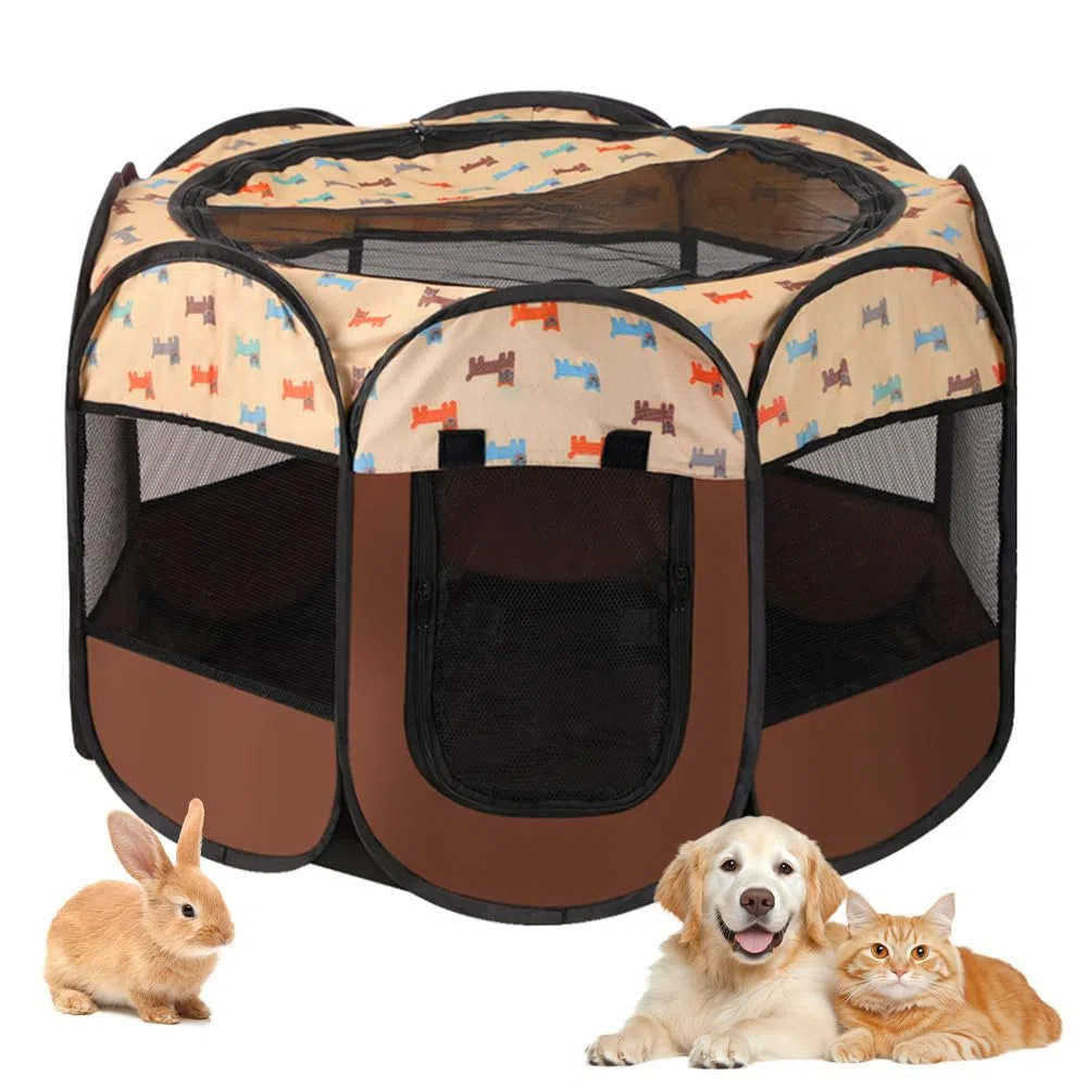 Welpenlaufstall faltbar, 74x74x43cm, Hundelaufstall & Katzengehege, Faltbare Hundebox für Wohnung Indoor & Outdoor, Laufstall für Welpen, Kleine Hunde und Katzen