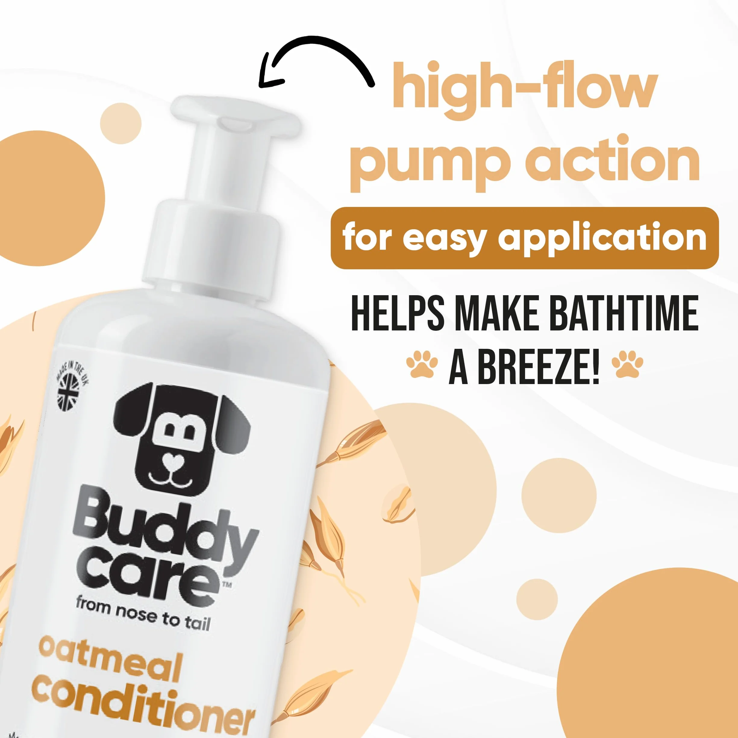 Haferflocken-Hundeconditioner von Buddycare - 500 ml - Haferbutterduftender Welpenconditioner mit Aloe Vera & Provitamin B5