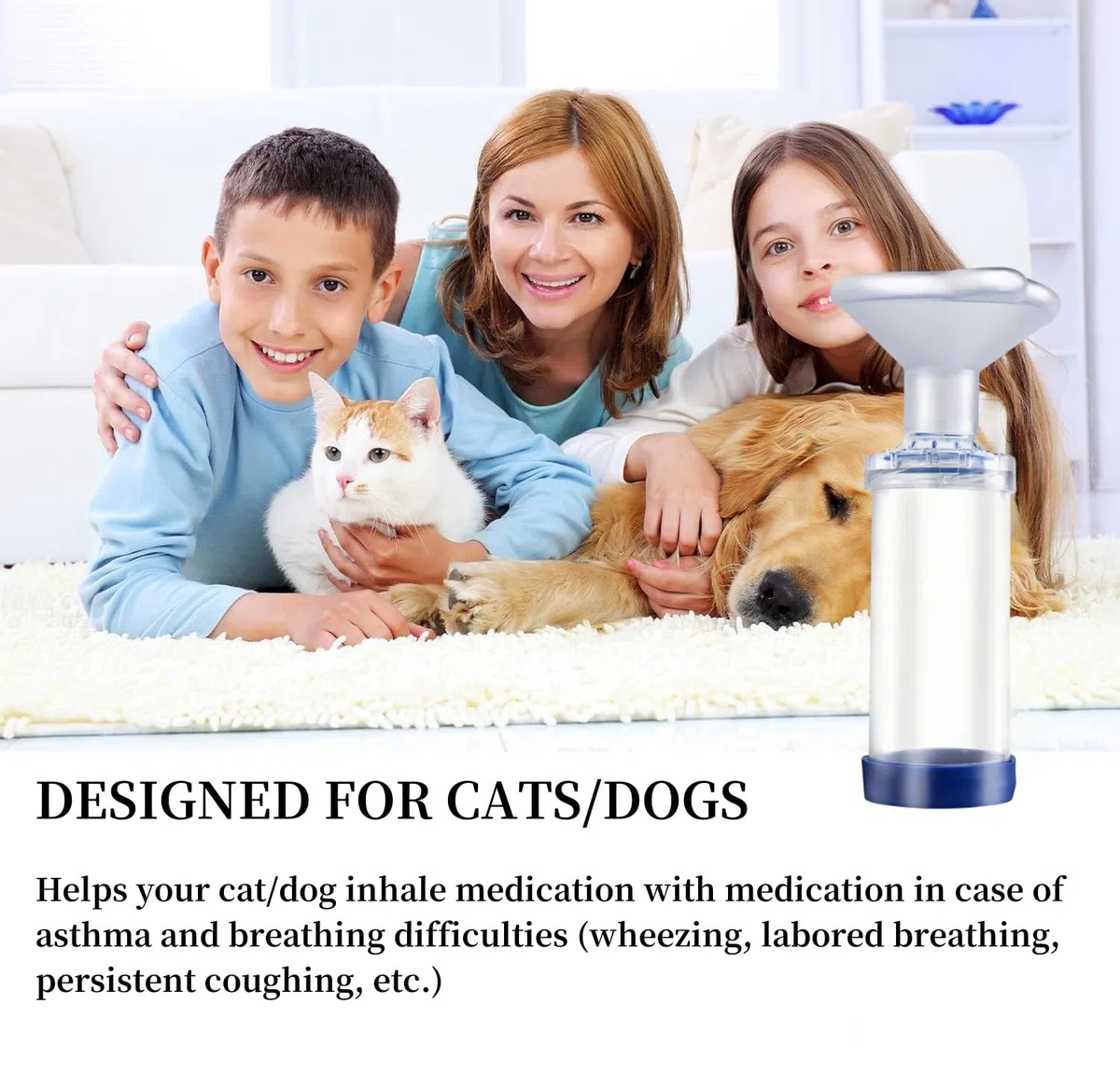 Aerosolkammer,Inhalator Spacer für Katzen oder Hundefür Haustiere, mit Maske, hilft Haustieren beim Atmen und bei der Abgabe von Medikamenten