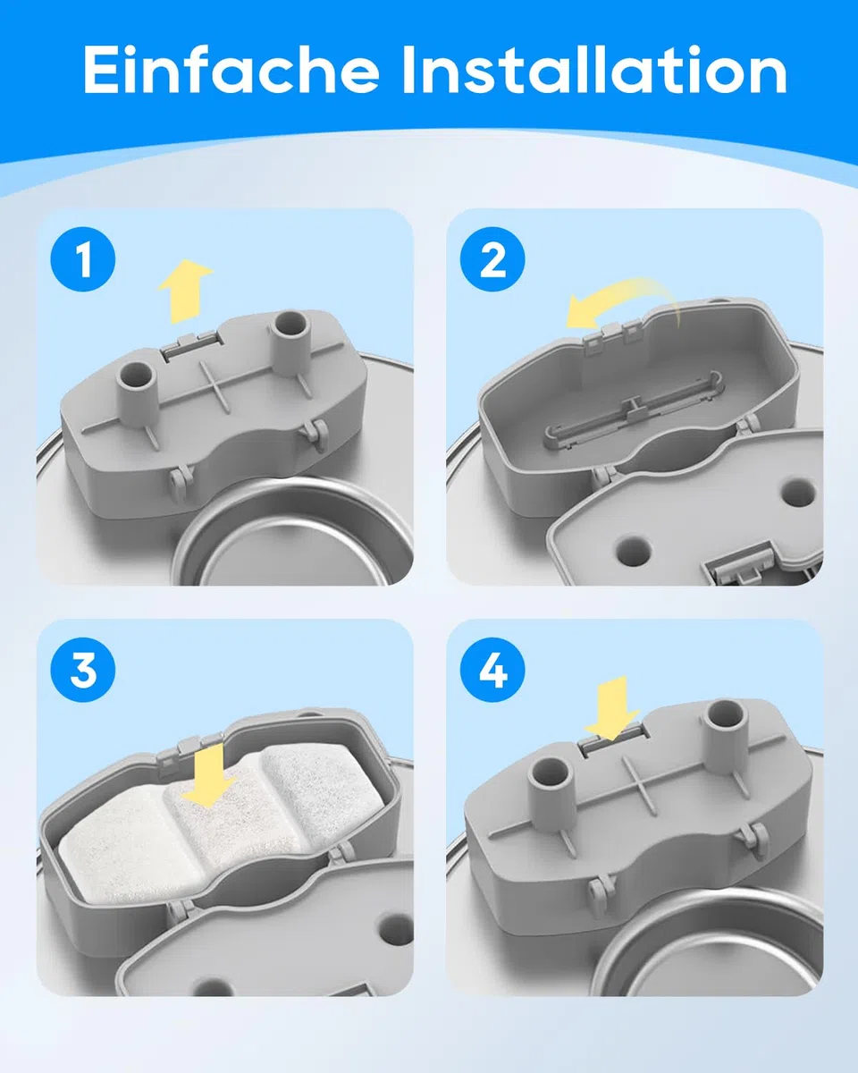 8 Pack Ersatzfilter für Invengo 3.2L Katzenbrunnen Edelstahl, 5-Schicht Filtration für Invengo 3.2L/2.2L Ultra-Leiser Trinkbrunnen für Katze, 8 Kohlefilter und 8 Schaumstoffschwämme (8+8)