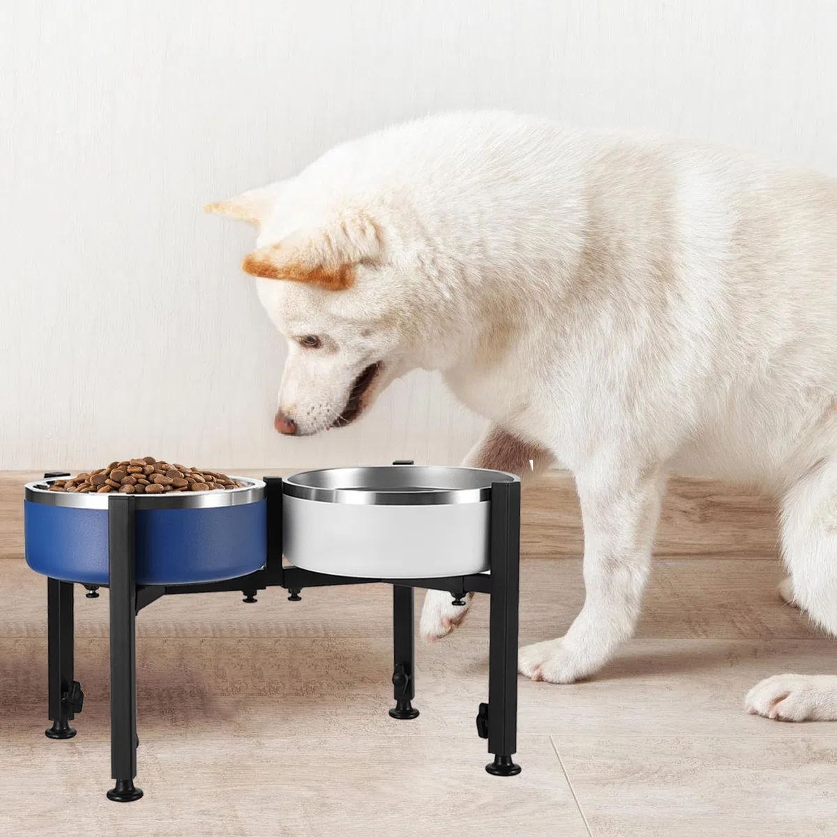 Hundenapf Erhöht, 4 Verstellbare Höhen, Erhöhter Hundenapf, Bietet Platz Für 2 15–28 cm Napfständer Für Hunde Hundenapfständer Metall Für Mittlere Und Große Haustiere, Stabil Und rutschfest