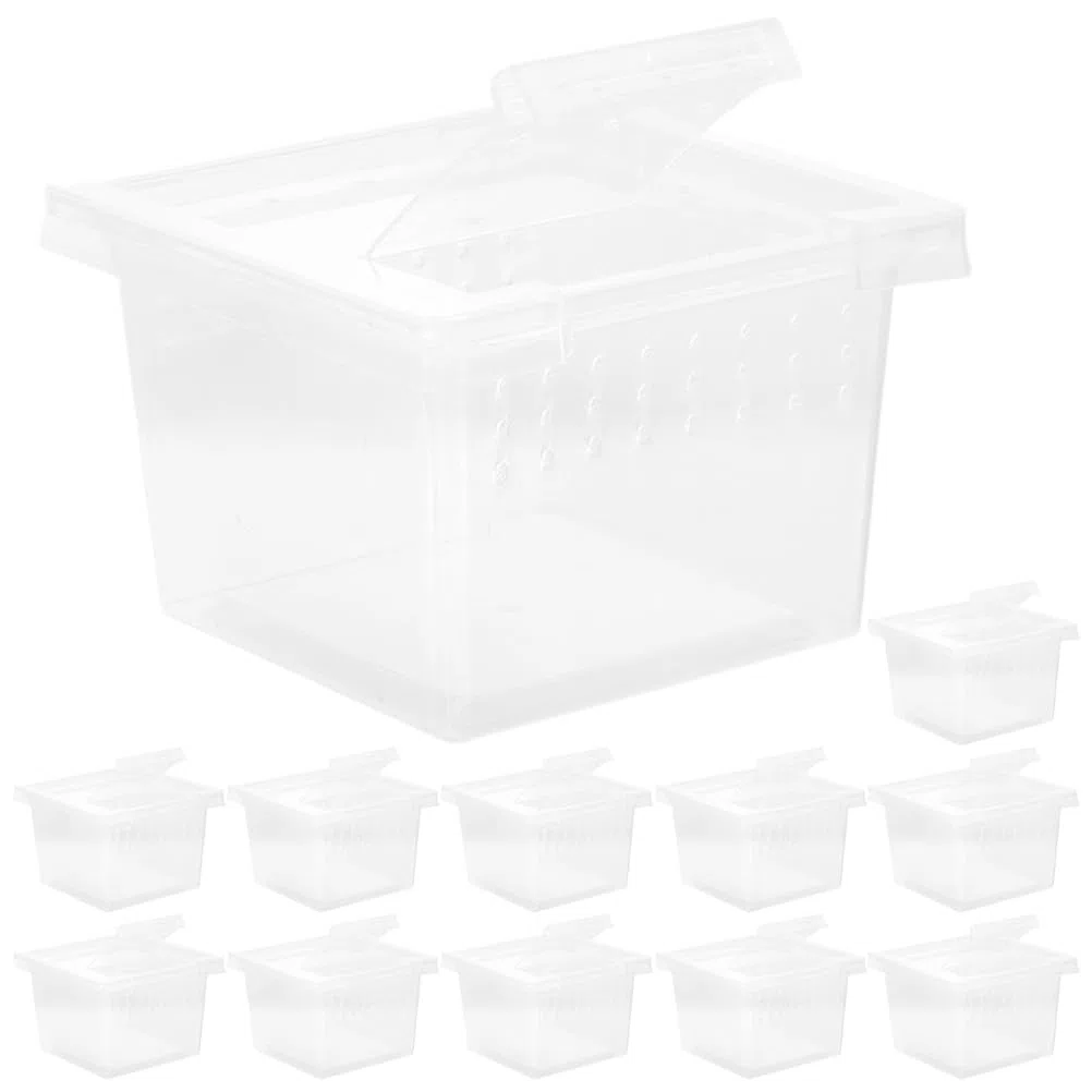 Transparente Reptilienbox Mit Belüftung 12 Stück Kunststoff Käfig Für Insekten Reptilien Spinnen Geckos Und Schlangen Haustiertransport Und Fütterung