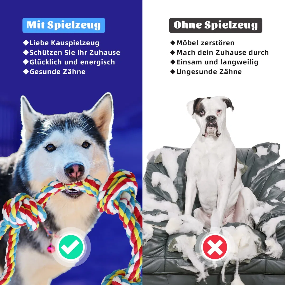 XL Hundespielzeug aus Seil (extrem langlebig und stark) für große und mittelgroße Hunde – extra großes Hundespielzeug für aggressive Kauer – Hundeball (5 Stück)