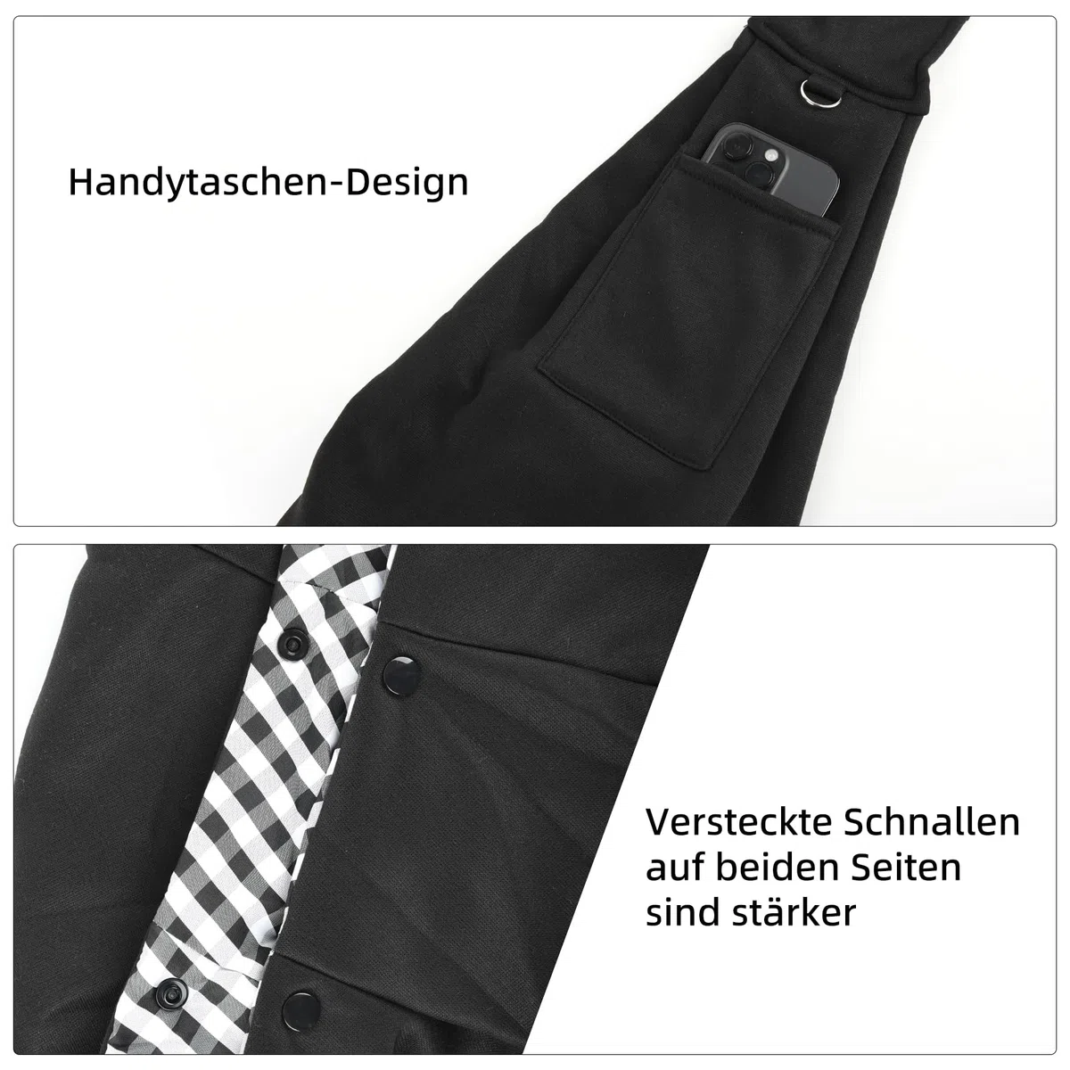 Valleycomfy Tragetuch Hund Haustier Hundetragebeute, Haustier Hundetasche mit verstellbarem, Hund Katze Hundetasche für Spaziergang Aktivitäten im Freien und Ausflüge, Tragekraft bis 7kg(Schwarz)