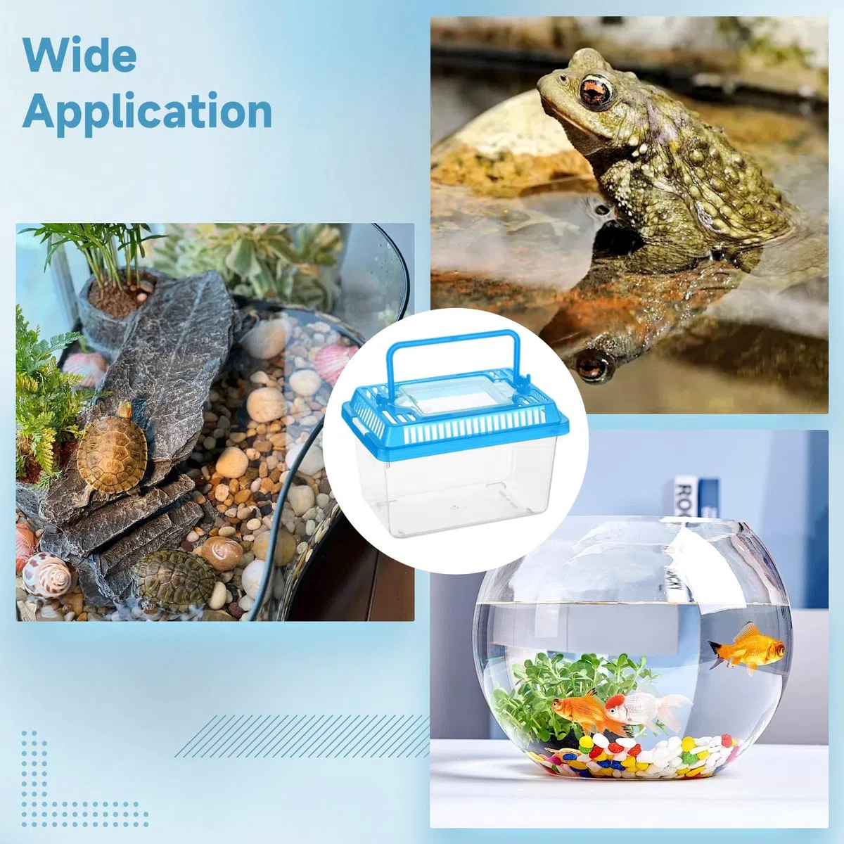 15 Stück Kunststoff Reptilien Terrarium Tragekäfig, tragbare transparente Aquarienbox mit Schlitzen für die Belüftung für Schildkröten, Schlangen, Spinnen, Zucht, Brut und Fische (12,7 x 8,6 x 8,6 cm)