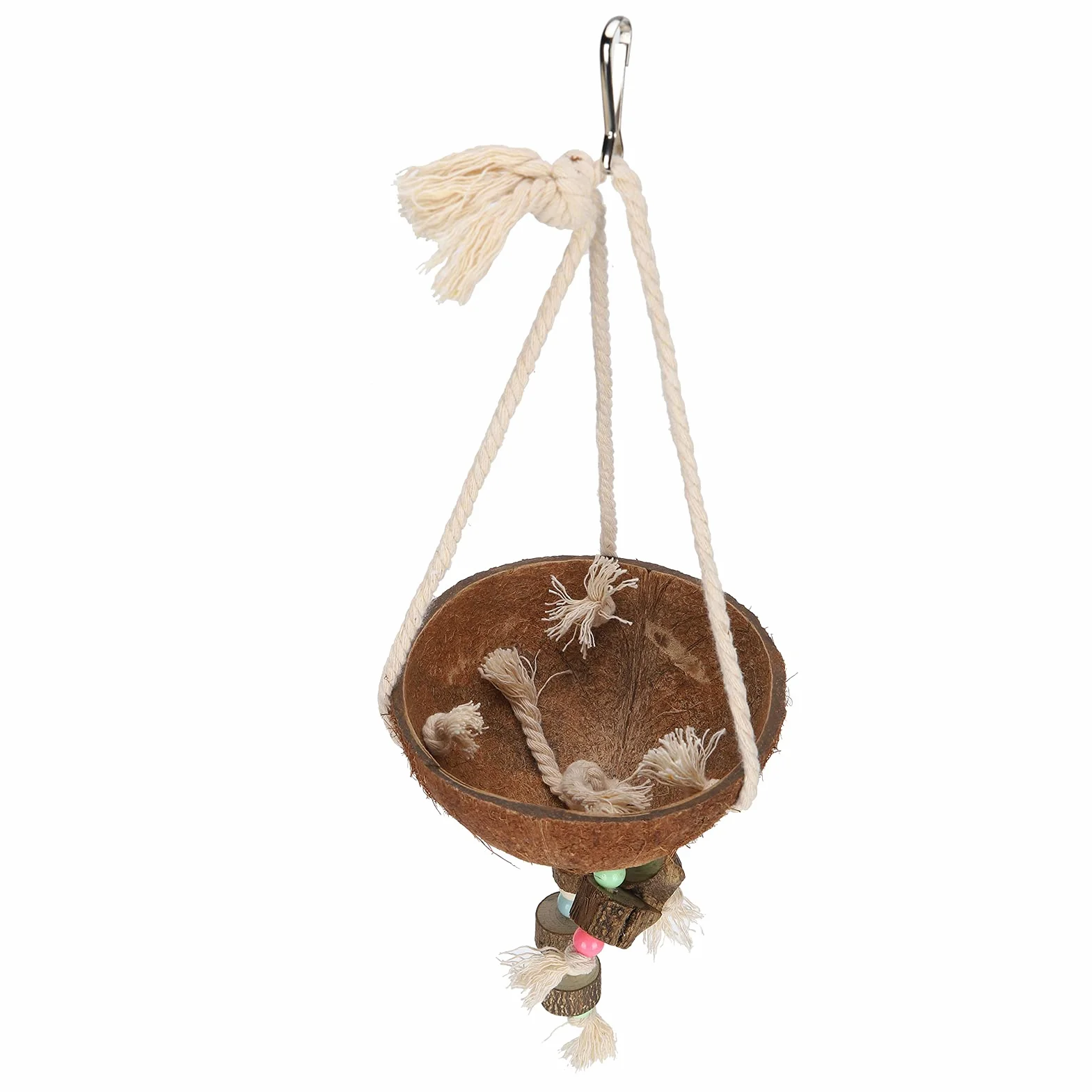 Kokosnuss Vogelnestkäfig, Papageienbeißspielzeug Innovativer Papagei Kokosnuss Muschel Schaukel Vogel Hängekäfig mit Farbperle für Sittich für Papagei für Kanarienvogel