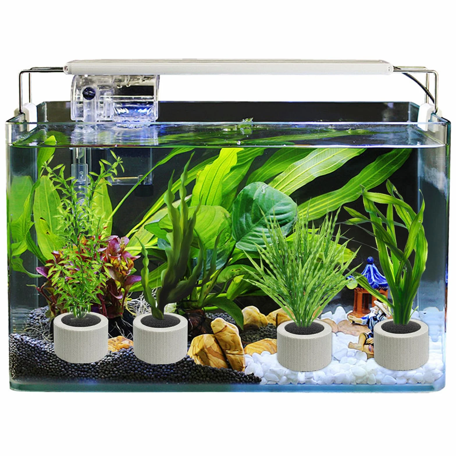 12 Stück Pflanzengewichte Aquarium Ring Wasserpflanzen Pflanzenanker Gewichte Fixierer Keramikringe mit Pflanzbaumwolle Pflanzen Schwerkraft Ring