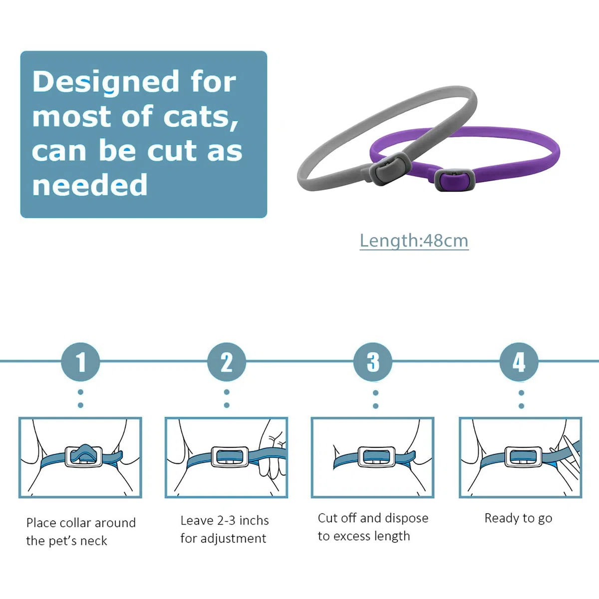 Collares para Gatos 2 en 1 – 2 Collares Antipulgas y Garrapatas + 1 Beruhigend mit Aceites Naturales, Ajustable y Confortable, Exclusivo y Económico, Protección y Relajación 24/7