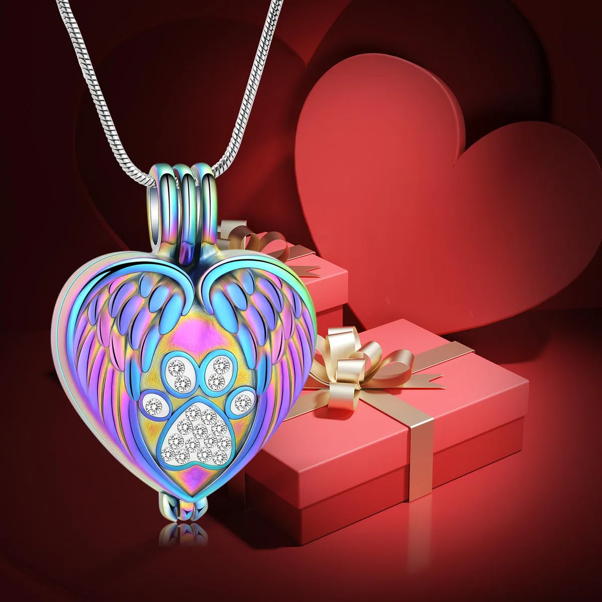 Urne Halskette für Asche Haustier Einäscherung Schmuck für Hund Katze Pfote Print Memorial Locket Herz Keepsake Urne Loving Memory Schmuck