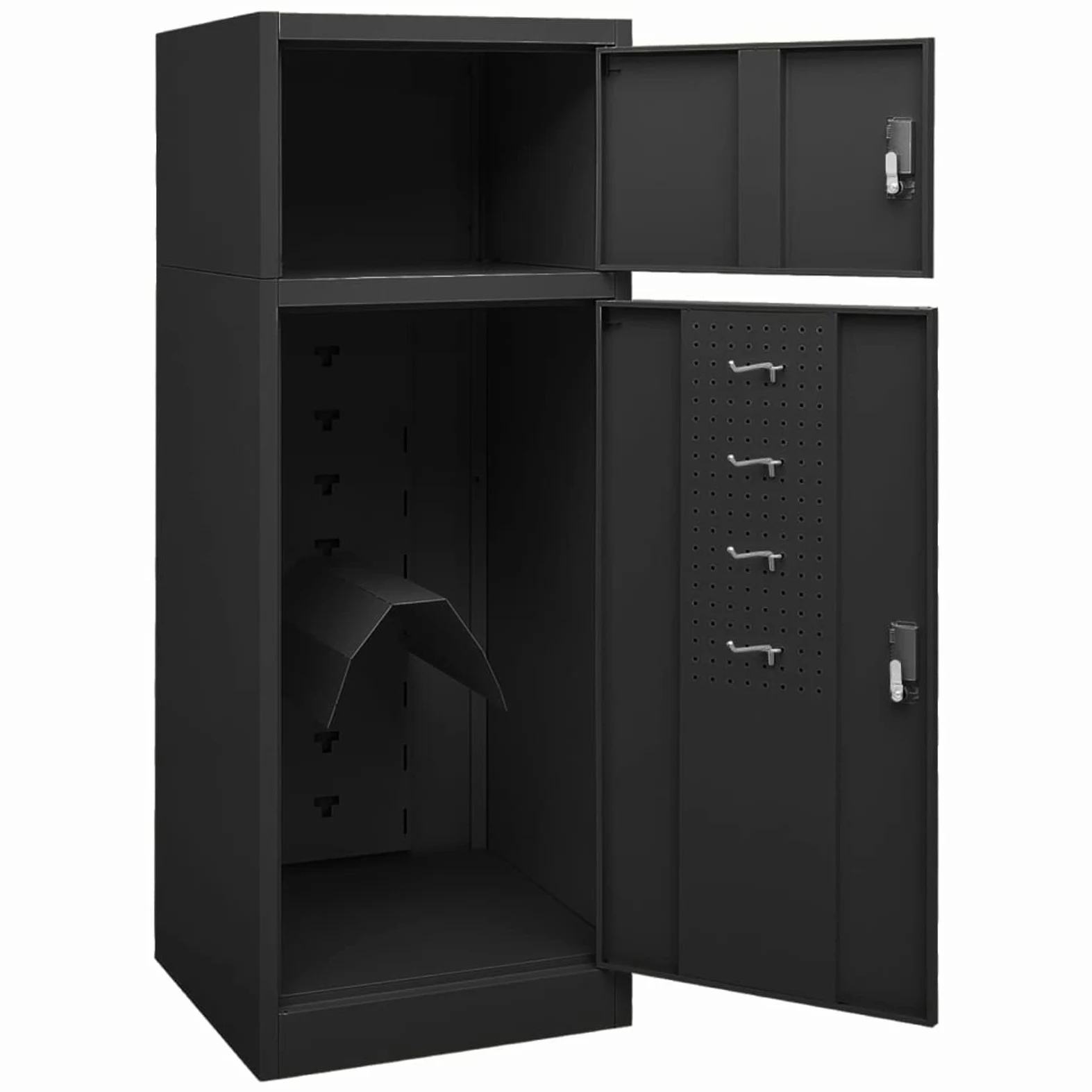 BaraSh Sattelschrank Anthrazit Sattel Pferd 53x53x140 cm Stahl Stahlschrank
