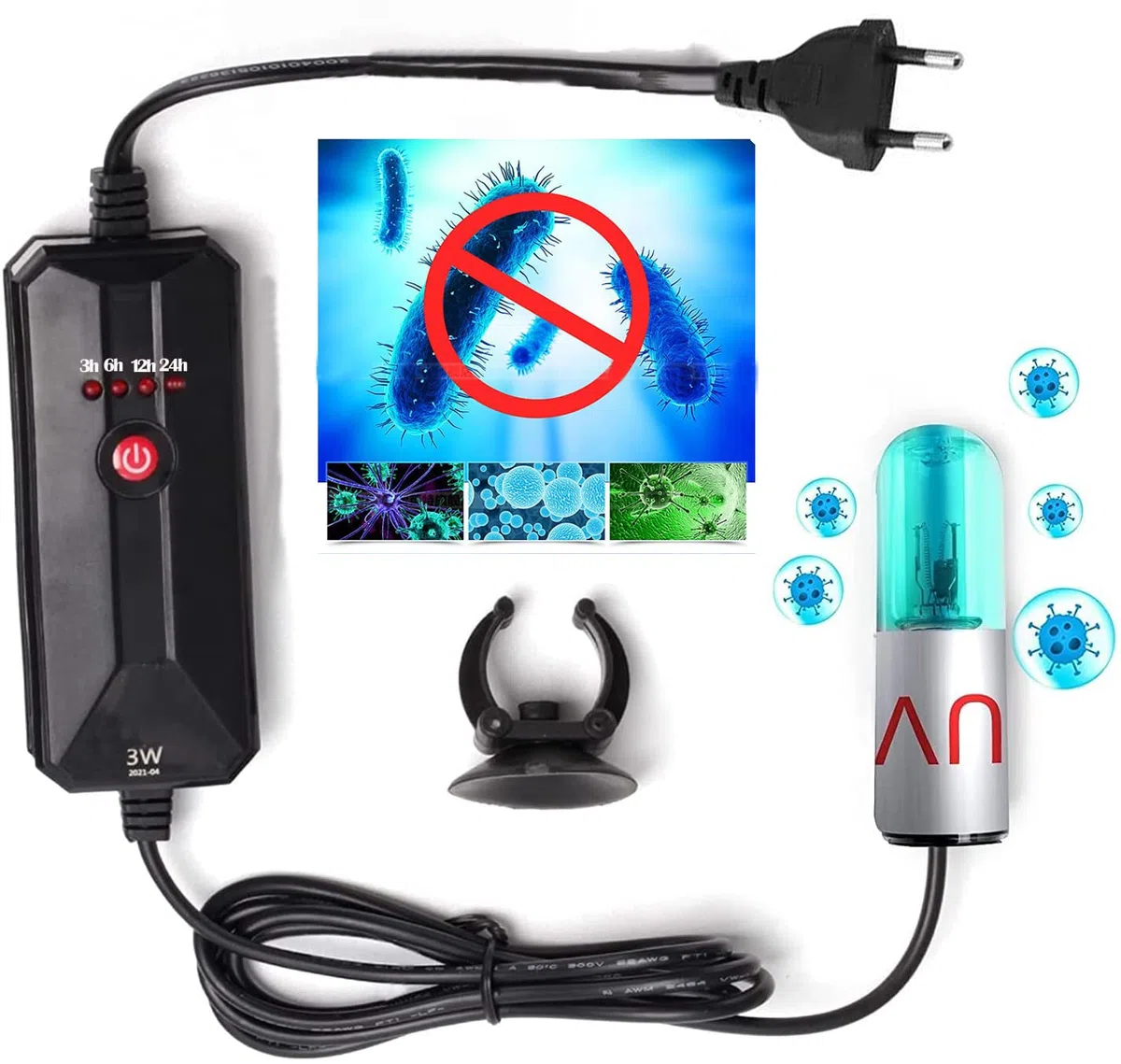 Aquarium UV Sterilisator Licht mit Timer,Fischtank UVC Lampe UV Licht Heim Desinfektion Gartenwasser sauber UV-Sterilisatoren Aquarien UV lampe von Haus und Küche,Wasser Aquarien,Gartenteich