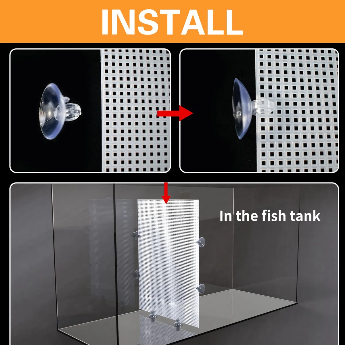 2 Stück Aquarium Trennwand,Aquarium Teiler Aquarium Kunststoffgitter Platte Aquarium Tank Grid Trennung Kann Geschnitten,Mit 12 Stück Saugnapf, 33 * 44cm
