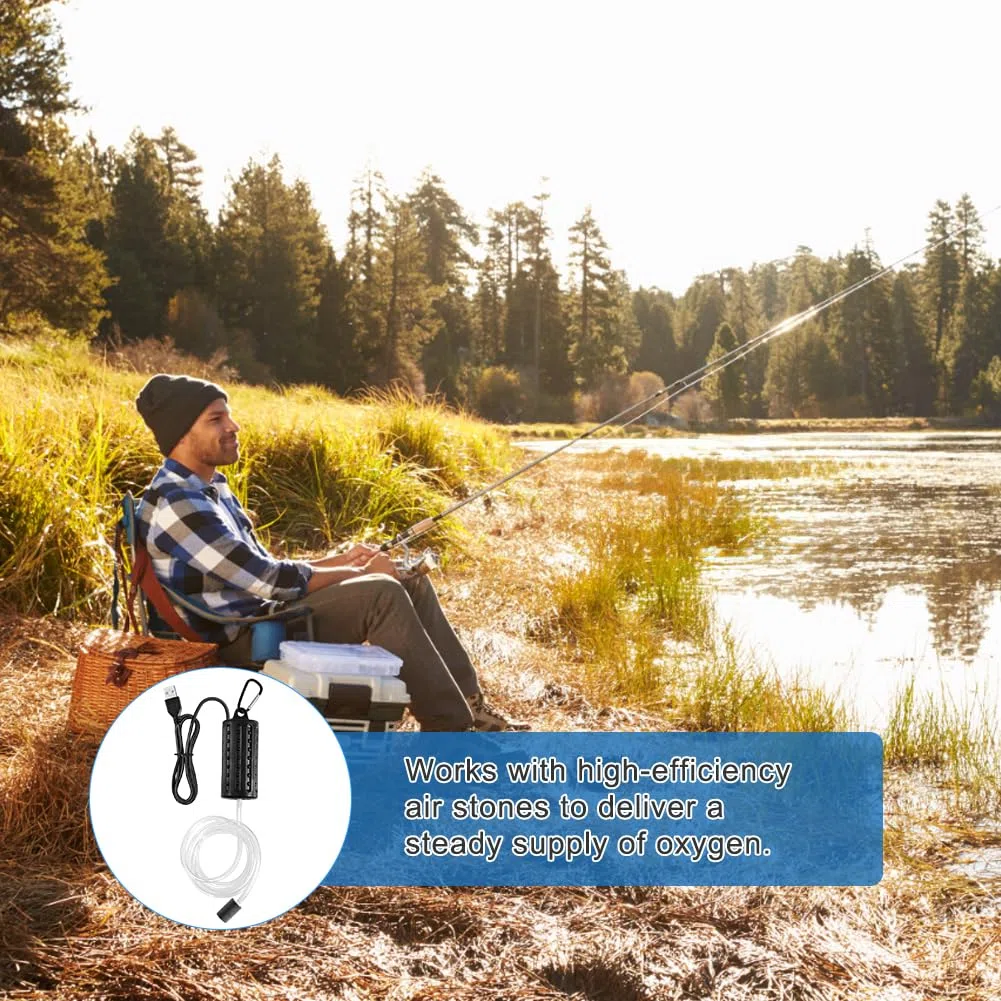2 Stück Aquarium Luftpumpe, Mini Sauerstoffpumpe USB, leise Oxygen Pumpe 1W mit Luftstein und Schlauch, energiesparende Membranpumpe für Fischtank Wasserpumpe