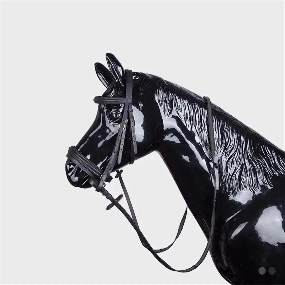 Zügel Pferd Braunes Reitpferd mit Gummi-Anti-Skip-Zügeln, Trainingspferd, schwarzes Rindsleder-Halfter Zügeln(Black S)