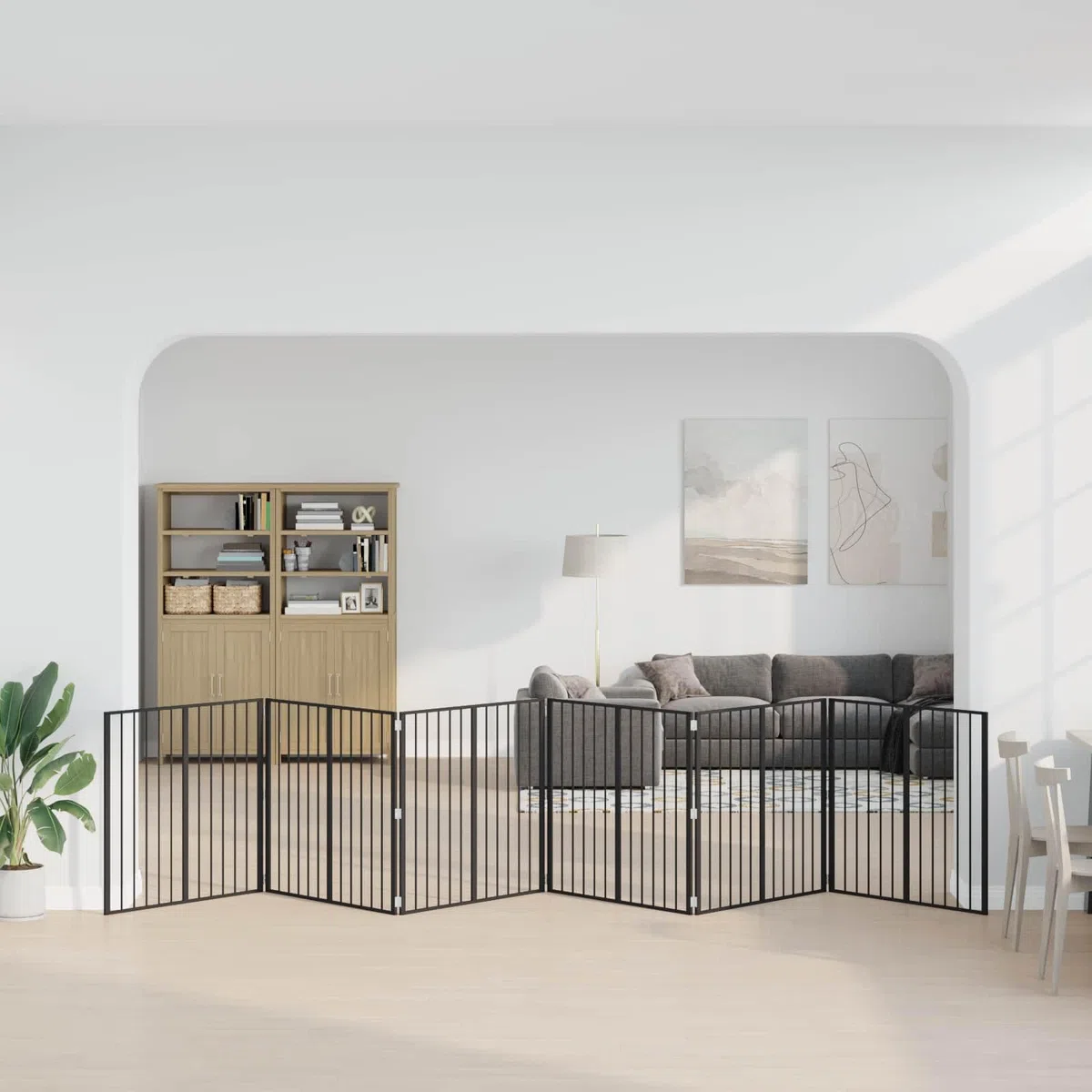 Hundetor 6 Stück Schwarz 100 x 100 cm aus verzinktem Stahl, faltbar und robust, ideal als sicherer Hundezwinger, Hundeauslauf oder Welpenauslauf für Garten, Terrasse und Innenbereich