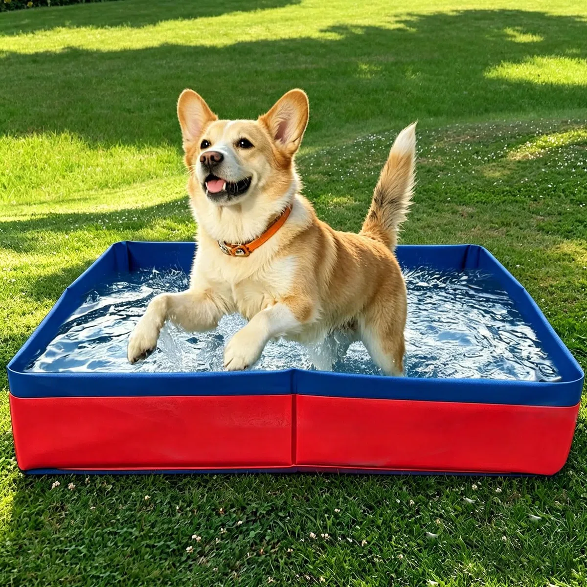 Hundepool Faltbar aus Kratzfestem,50x50x10cm Hundeplanschbecken,Schwimmbecken Für Hunde,Hundepool Schwimmbad,Faltbarer Pool Schwimmbecken für Welpe,Katze,Kleine Tiere