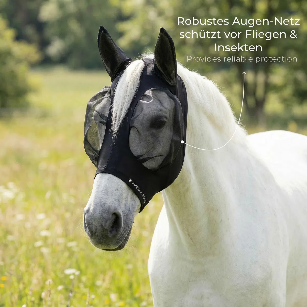 Imperial Riding Fliegenmaske „Trail Ride Basic“ elastischer Insektenschutz, Taupe, Cob