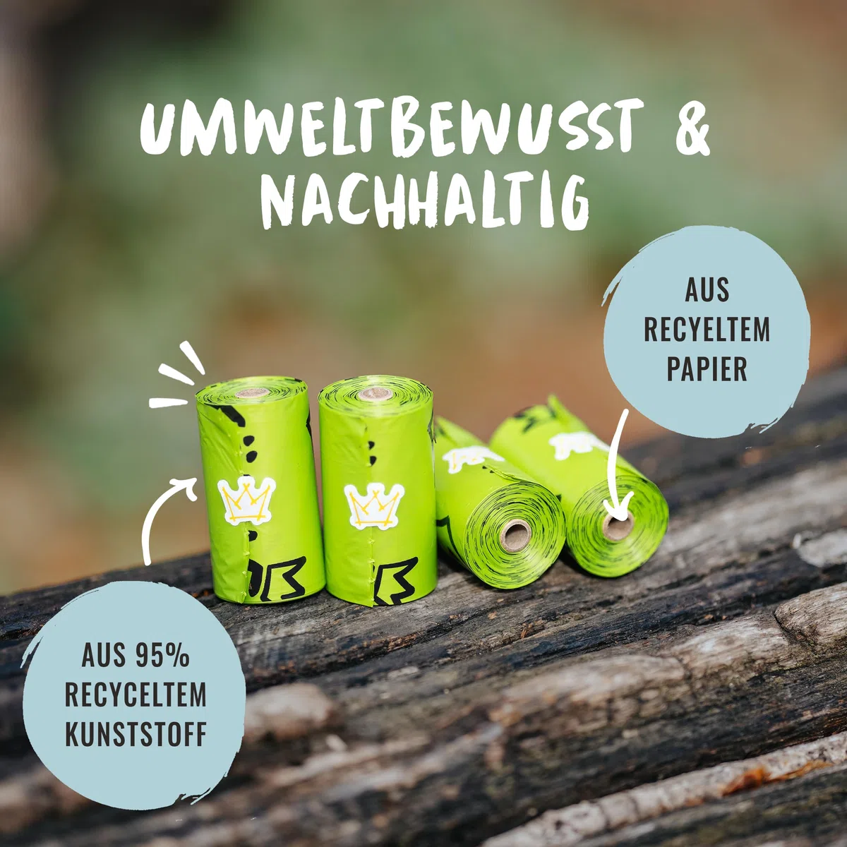 Rudelkönig Hundekotbeutel - 300 auslaufsichere Kotbeutel für Hunde aus recyceltem Kunststoff - Extra reißfeste Hunde Kotbeutel Rollen - Hundetüten Nachfüllpackung