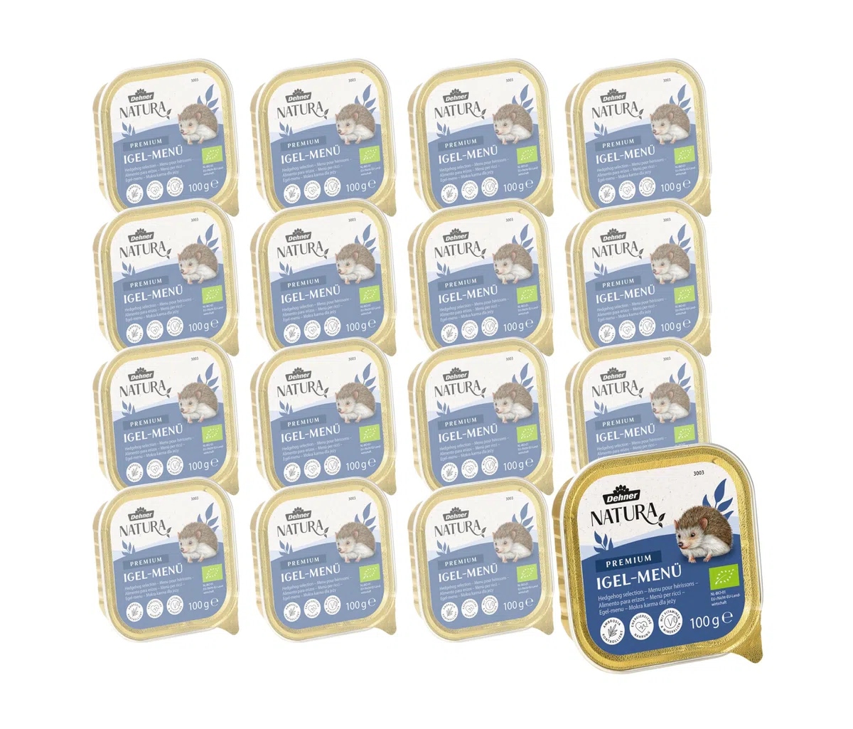 Dehner Natura Igel-Menü | artgerechtes Igelfutter, Nassfutter, vollwertiges Alleinfutter, Spezialfutter | Ganzjahresfütterung, Überwinterung | proteinreich | 16 x 100 g