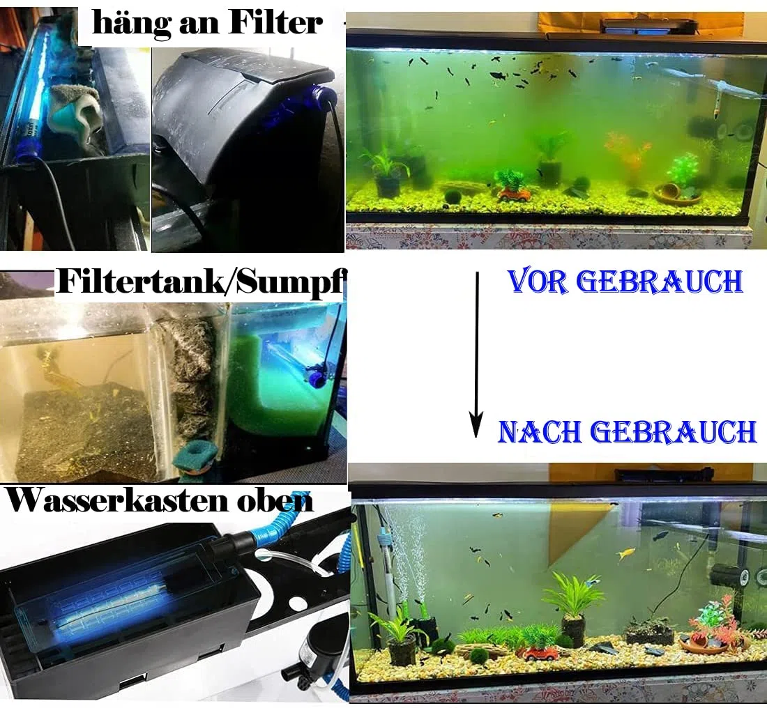 Aquarium UV Sterilisator Licht mit Timer,Fischtank UVC Lampe UV Licht Heim Desinfektion Gartenwasser sauber UV-Sterilisatoren Aquarien UV lampe von Haus und Küche,Wasser Aquarien,Gartenteich