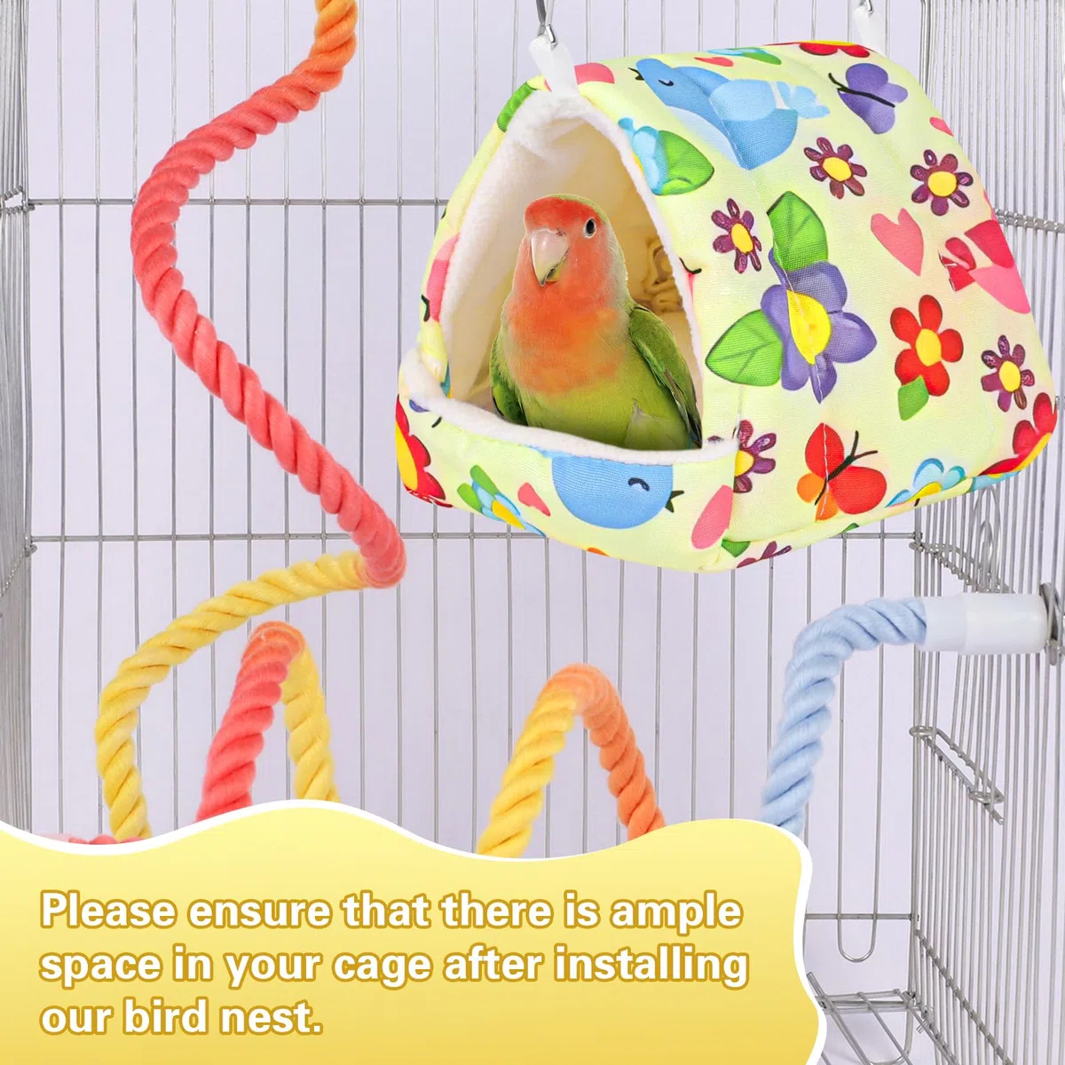 Vogelbett für Käfig, warmes Winternest, Hängematte mit Aufhängehaken, Käfigzubehör für kleine Vögel, Sittiche, Nymphensittiche, Liebesvögel, Nymphensittiche, Sittiche, Hamster