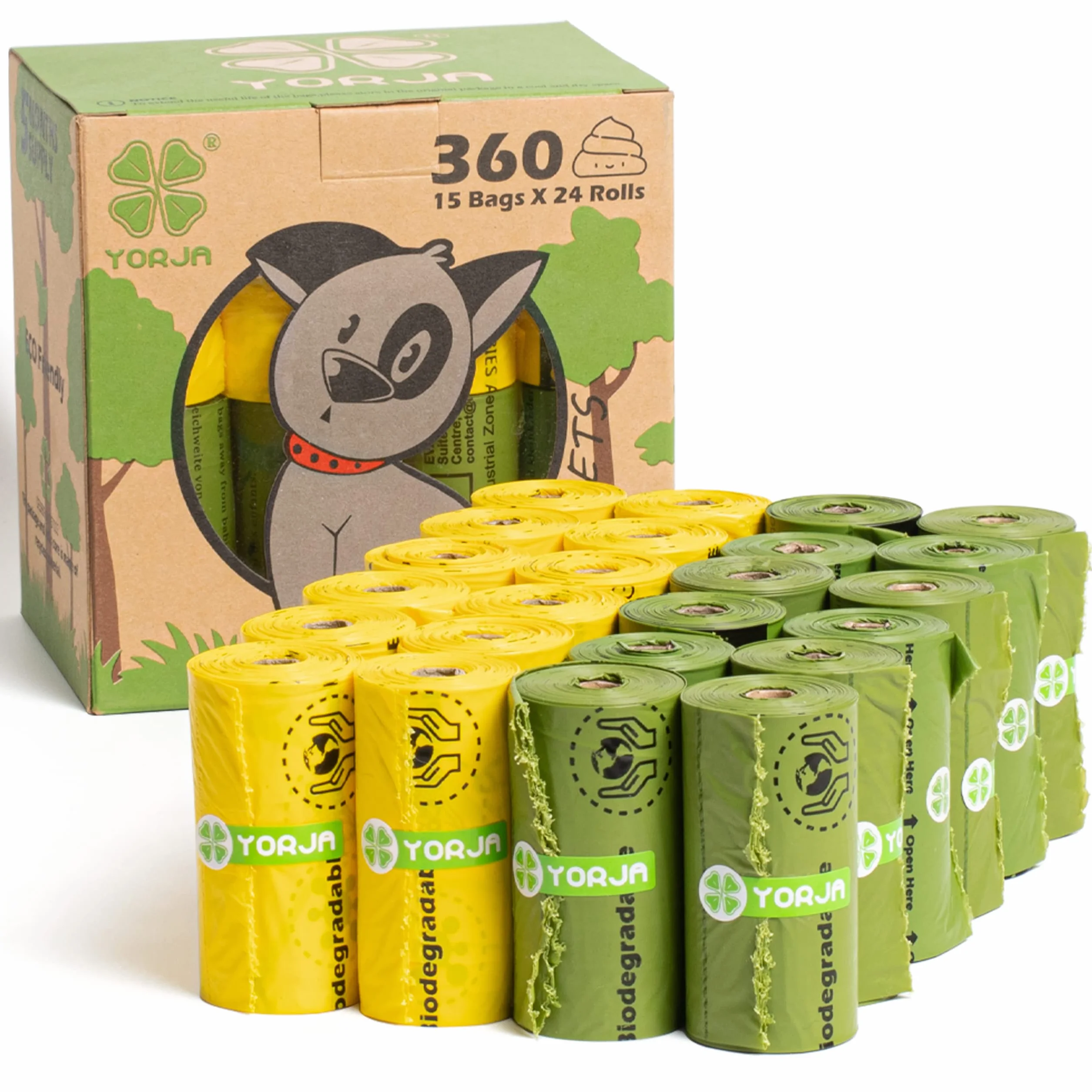 Hundekotbeutel biologisch abbaubare kotbeutel für hunde, 360 Stück, auslaufsicher,extra groß,dick und stark