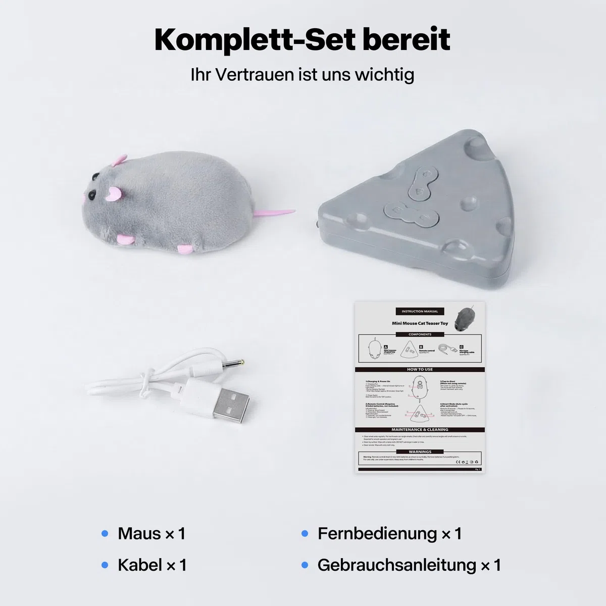Pet Prime elektrische Katzenmaus, Mausspielzeug für Katze, Spielzeug Maus, Katzen interaktiv Spielzeug, selbstbeschäftigung Katzen Spielzeug, cat Toys wiederaufladbar