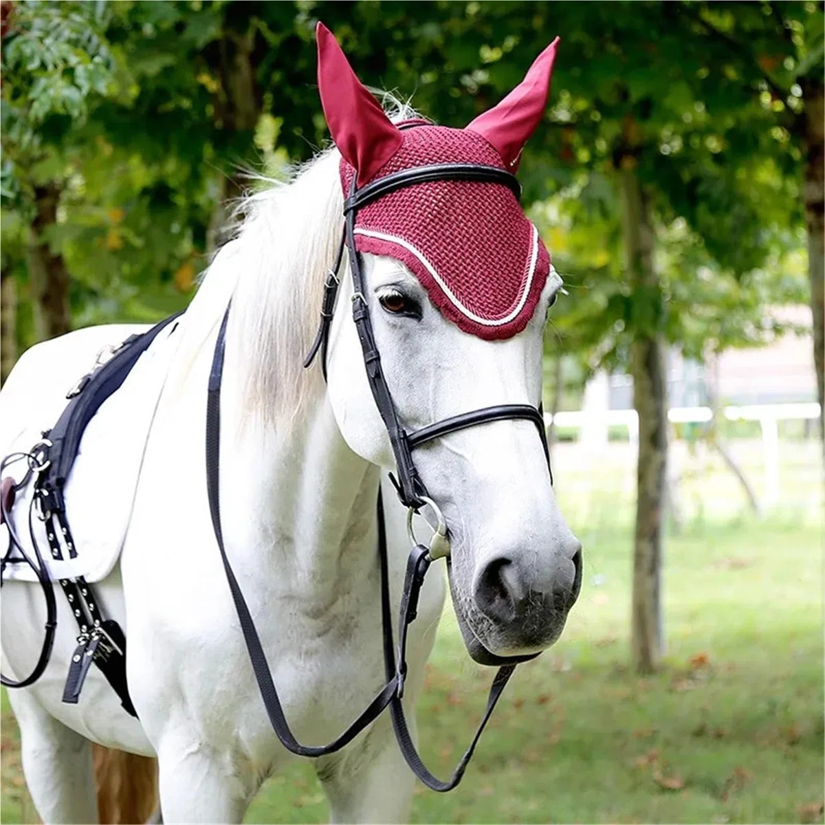 Reitausrüstung Reitpferd Zaumzeug Pferdehalfter Pferdekopf Halsband und Zügel Schwarz Braunes Zaumzeug für Pferde(Brown-L)